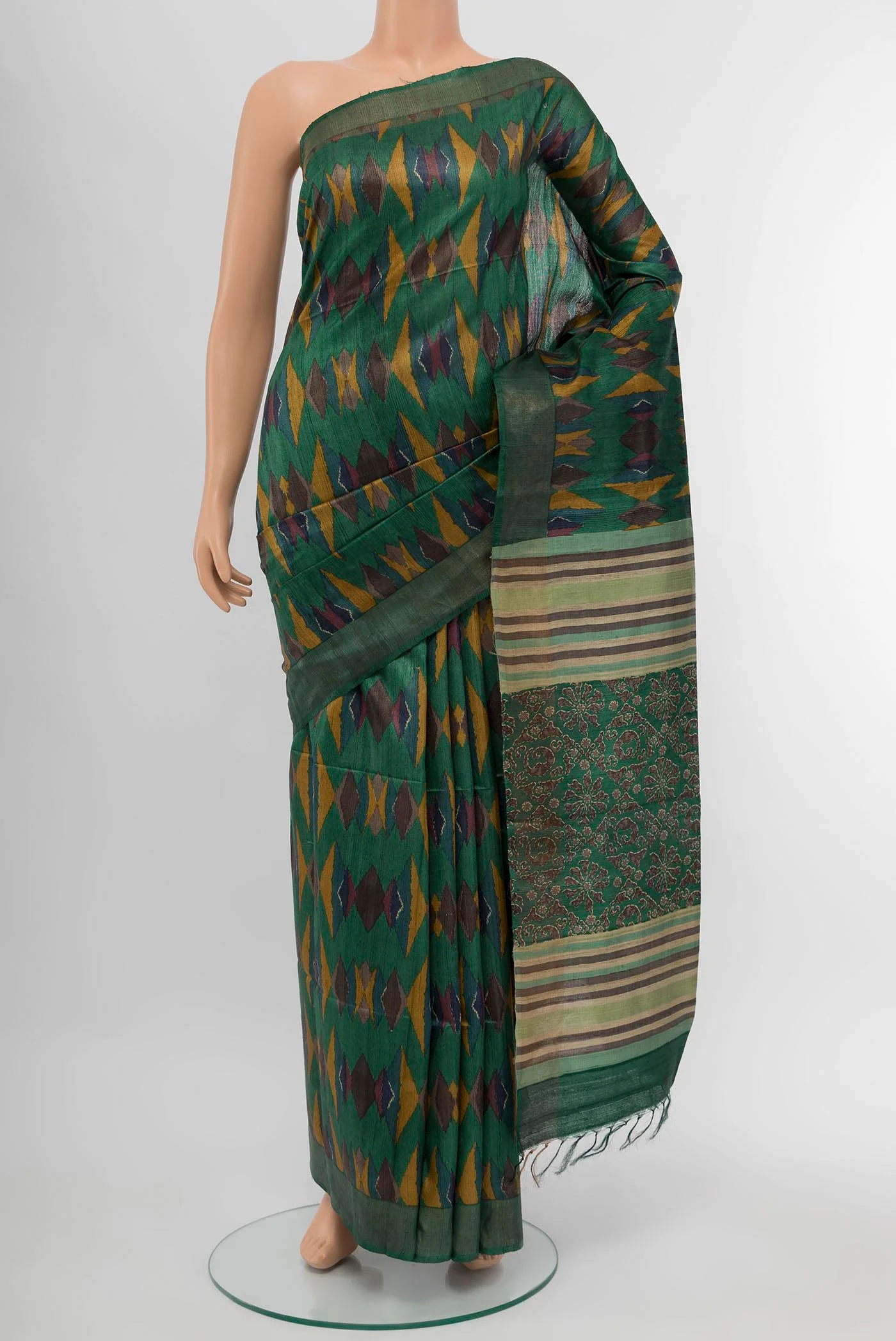 Green Tussar Saree