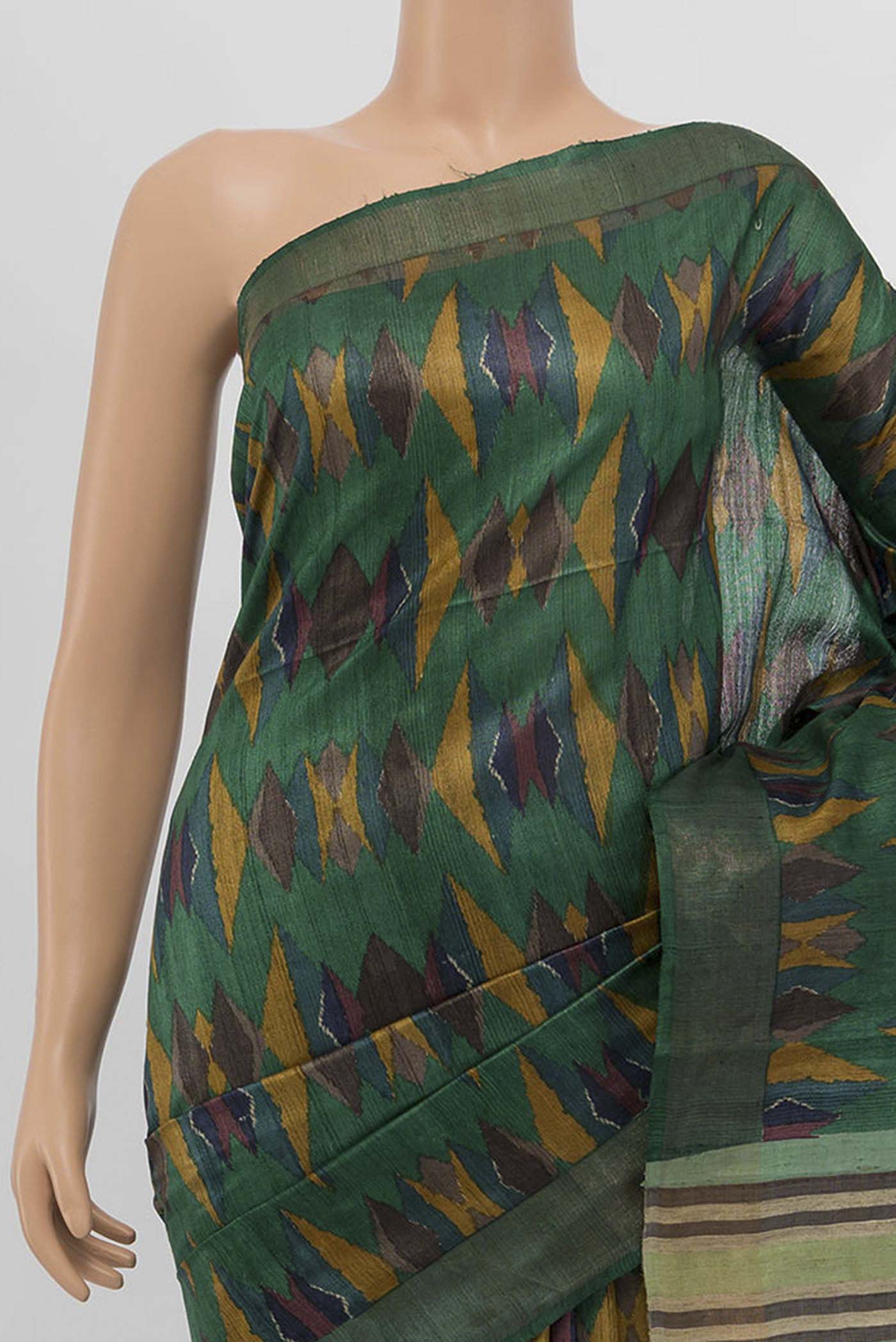 Green Tussar Saree - Image 2