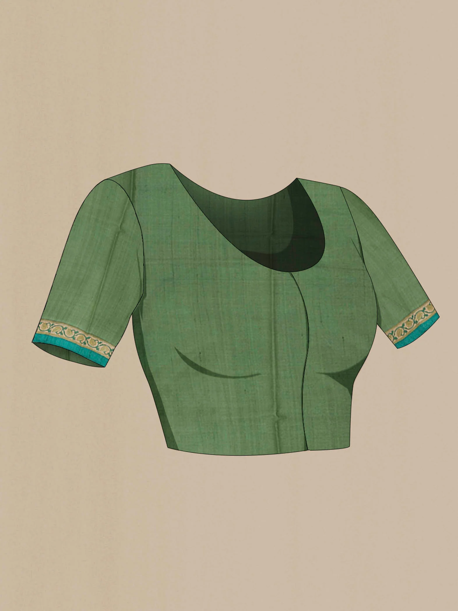 Green Tussar Saree - Image 2