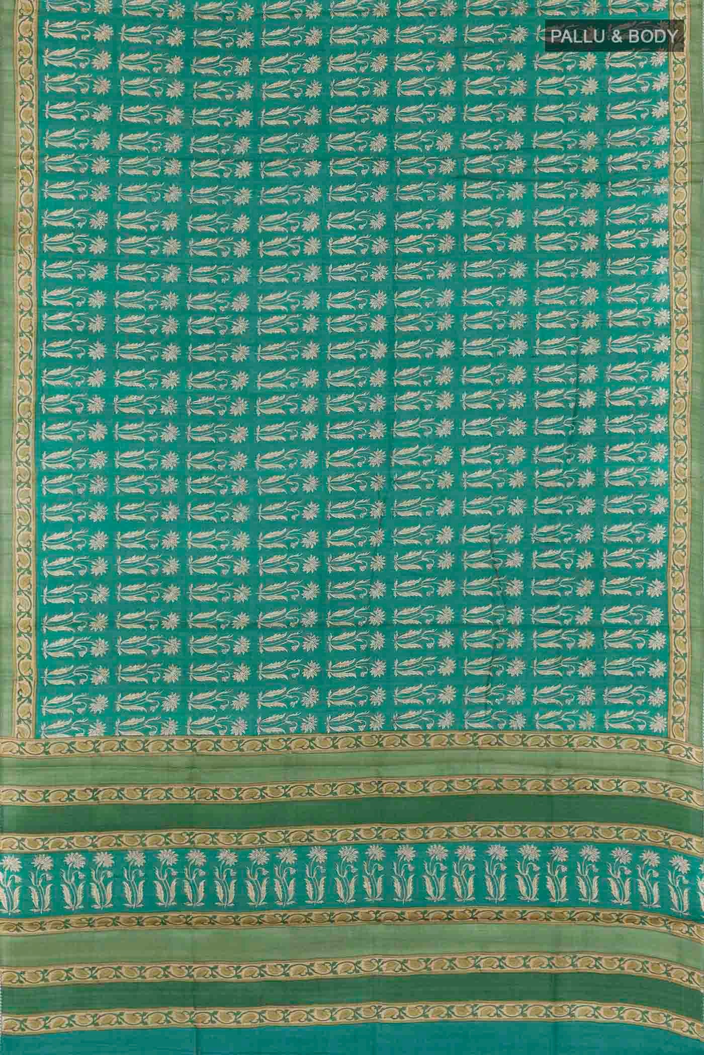 Green Tussar Saree - Image 3