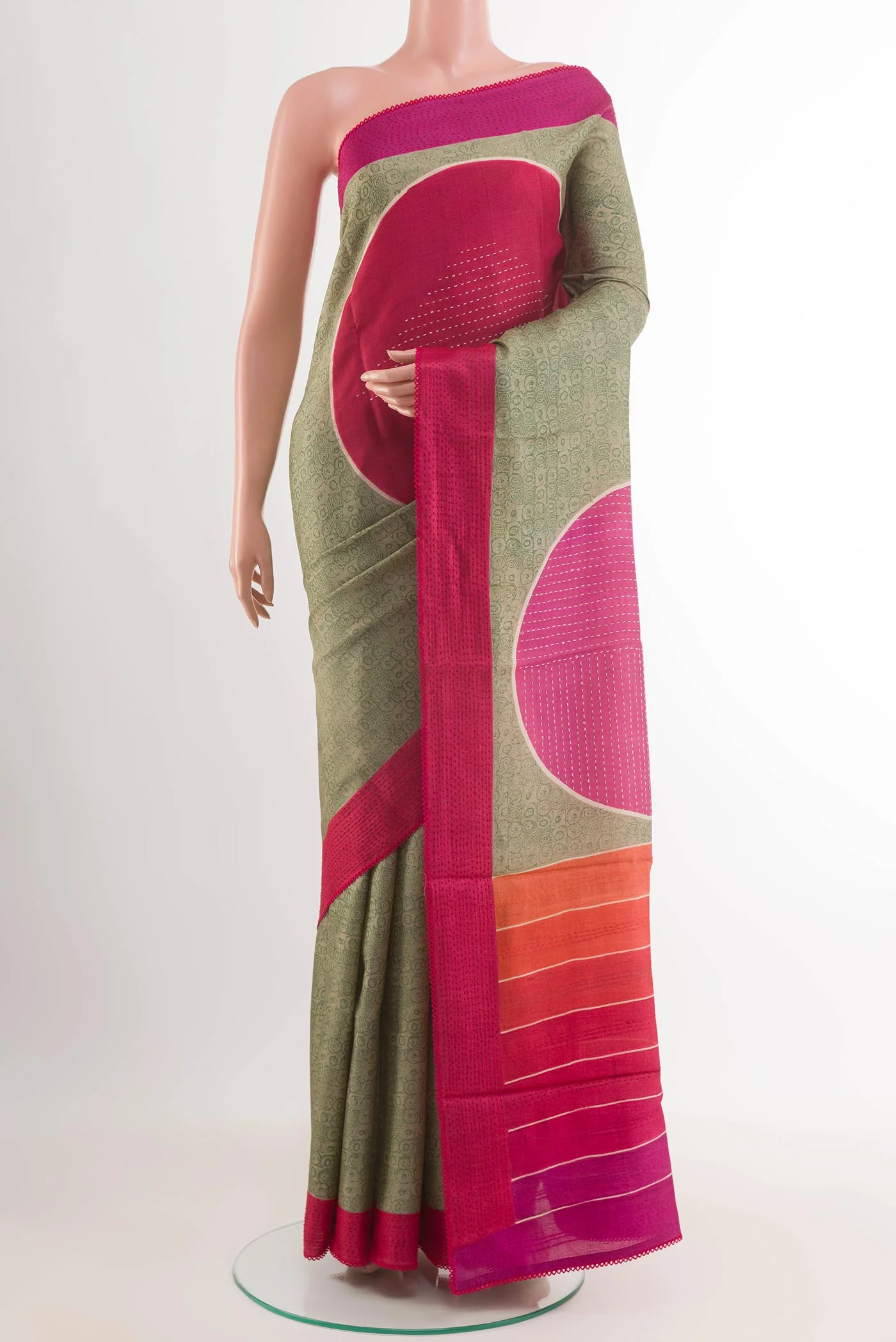Green Tussar Silk Saree