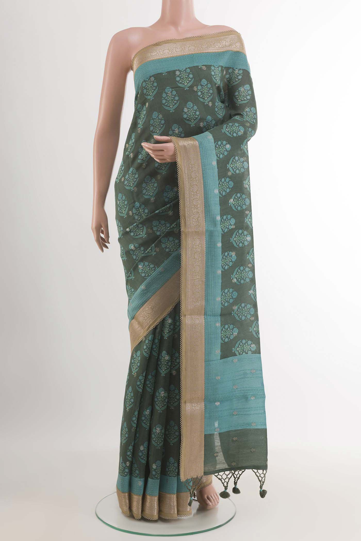 Green Tussar Saree