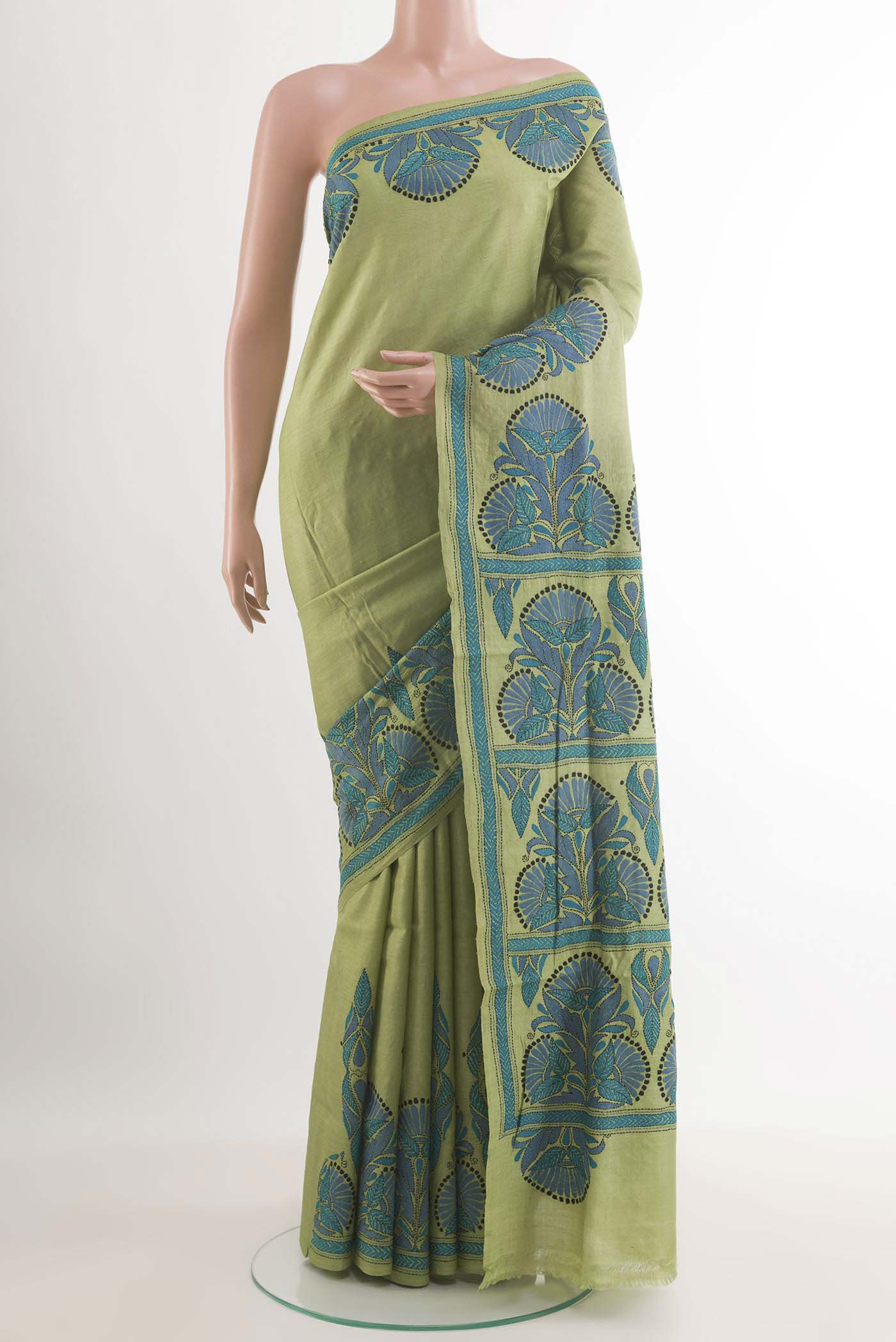 Light Green Tussar Silk Saree