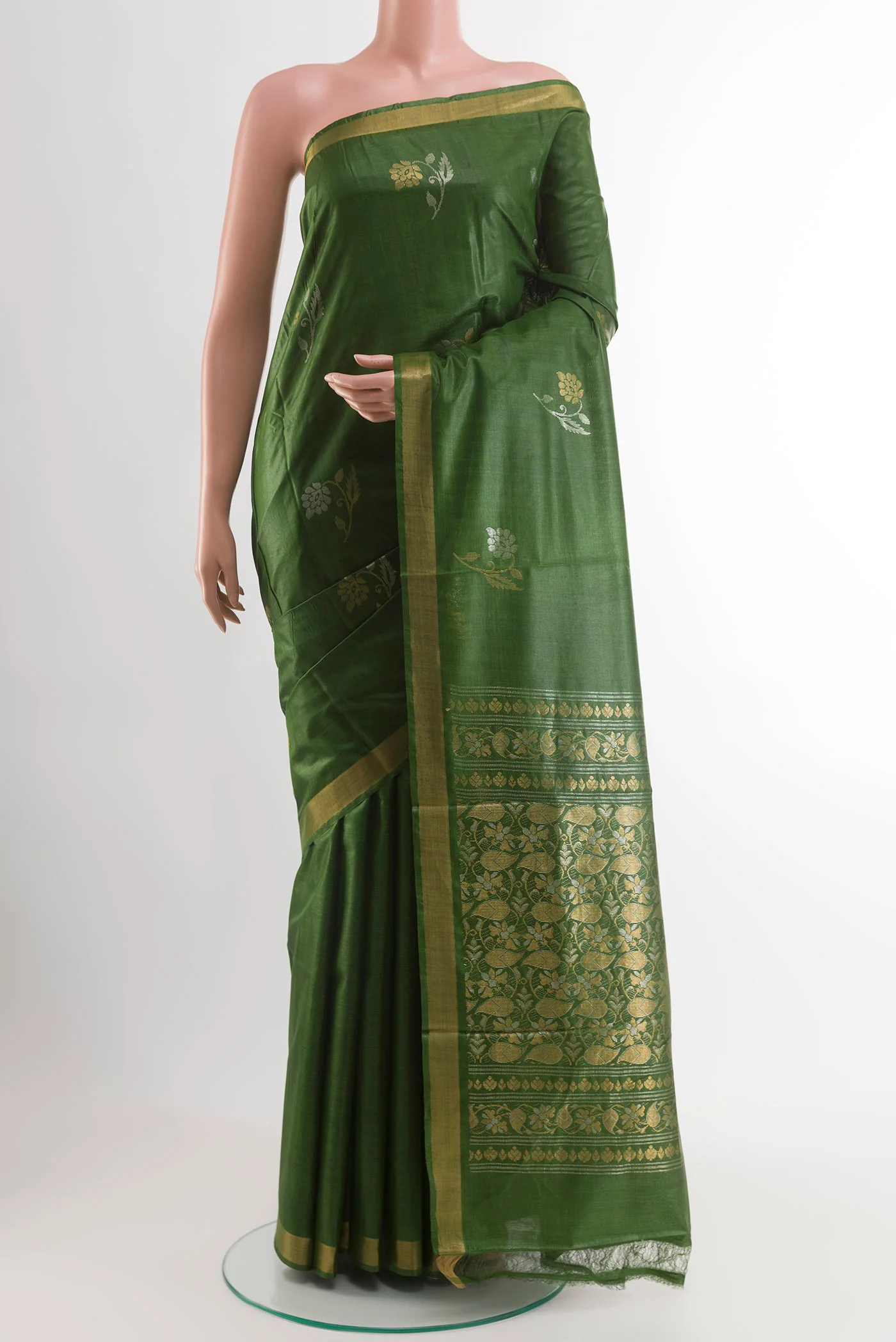 Green Tussar Silk Saree