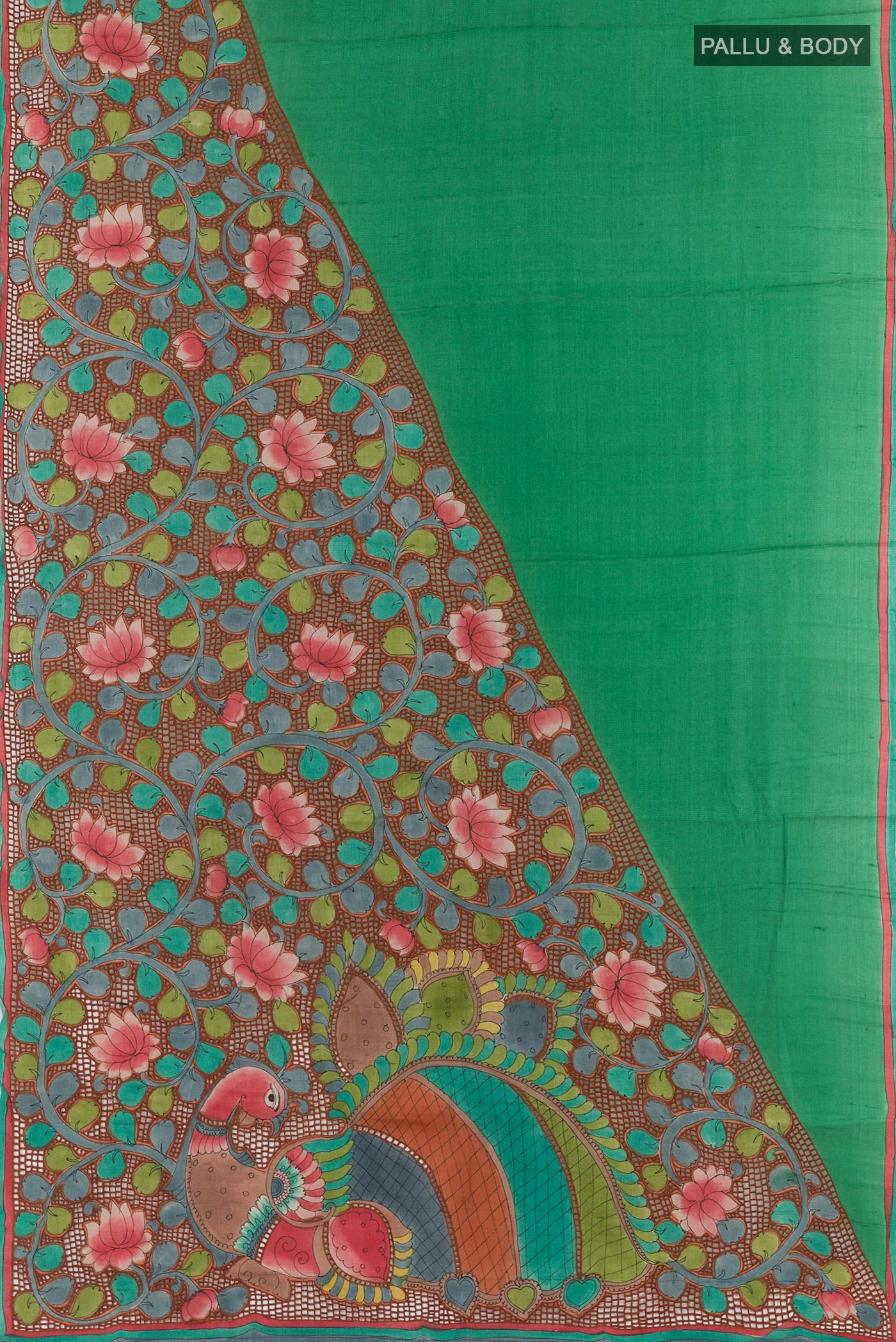 Green Tussar Saree - Image 3