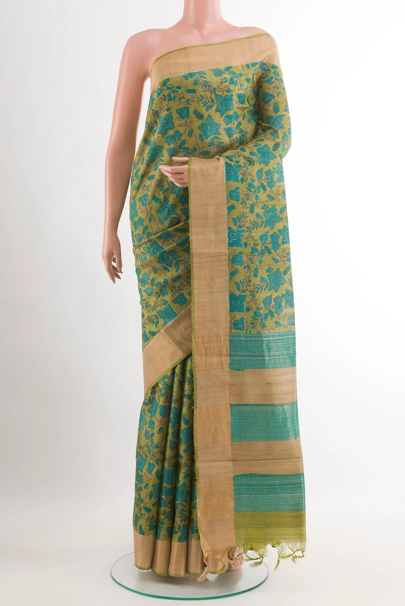 Green Tussar Silk Saree