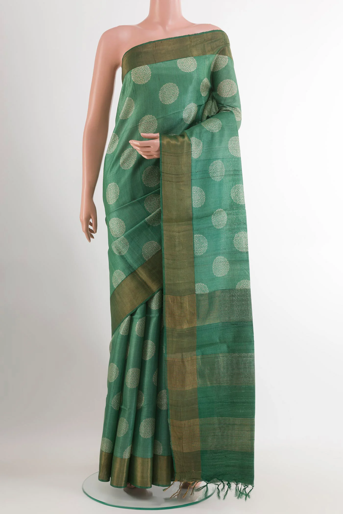 Green Tussar Silk Saree