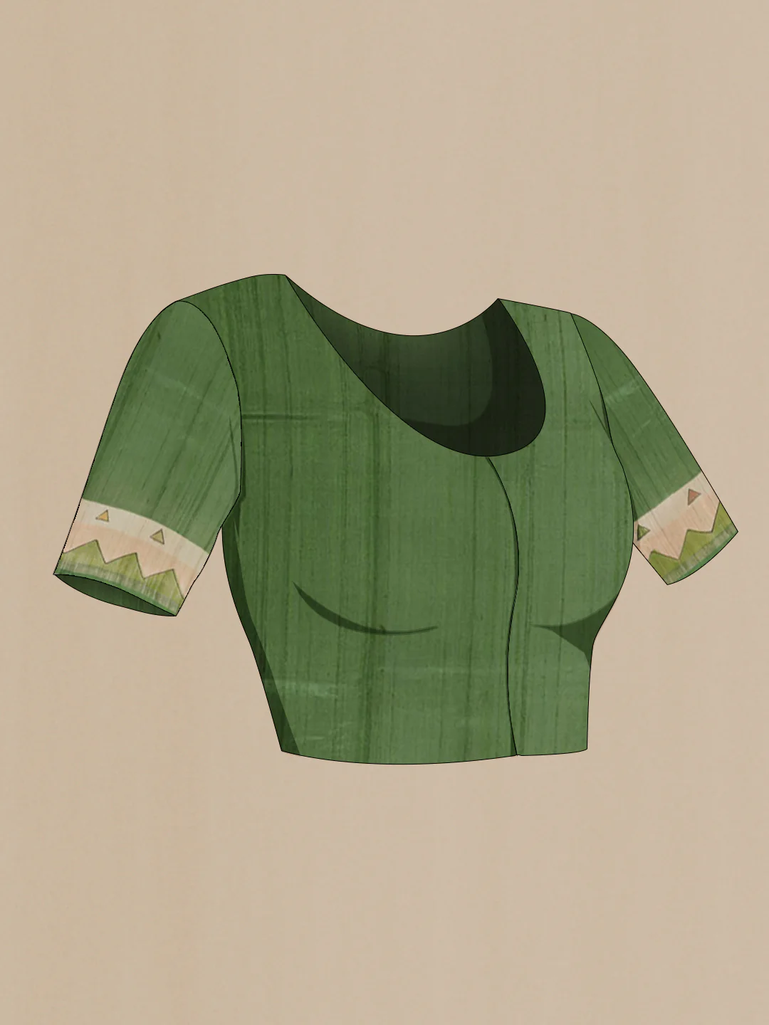 Olive Green Tussar Silk Saree - Image 2
