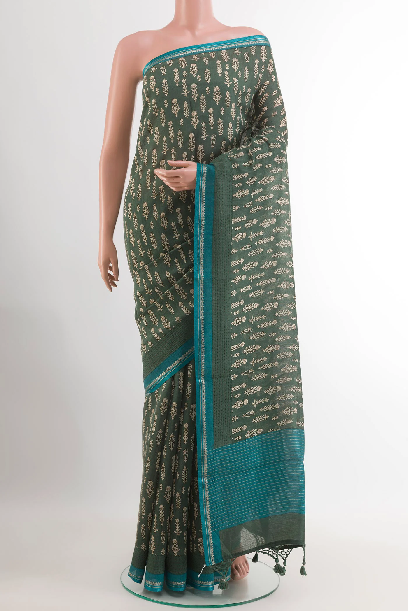 Green Tussar Silk Saree