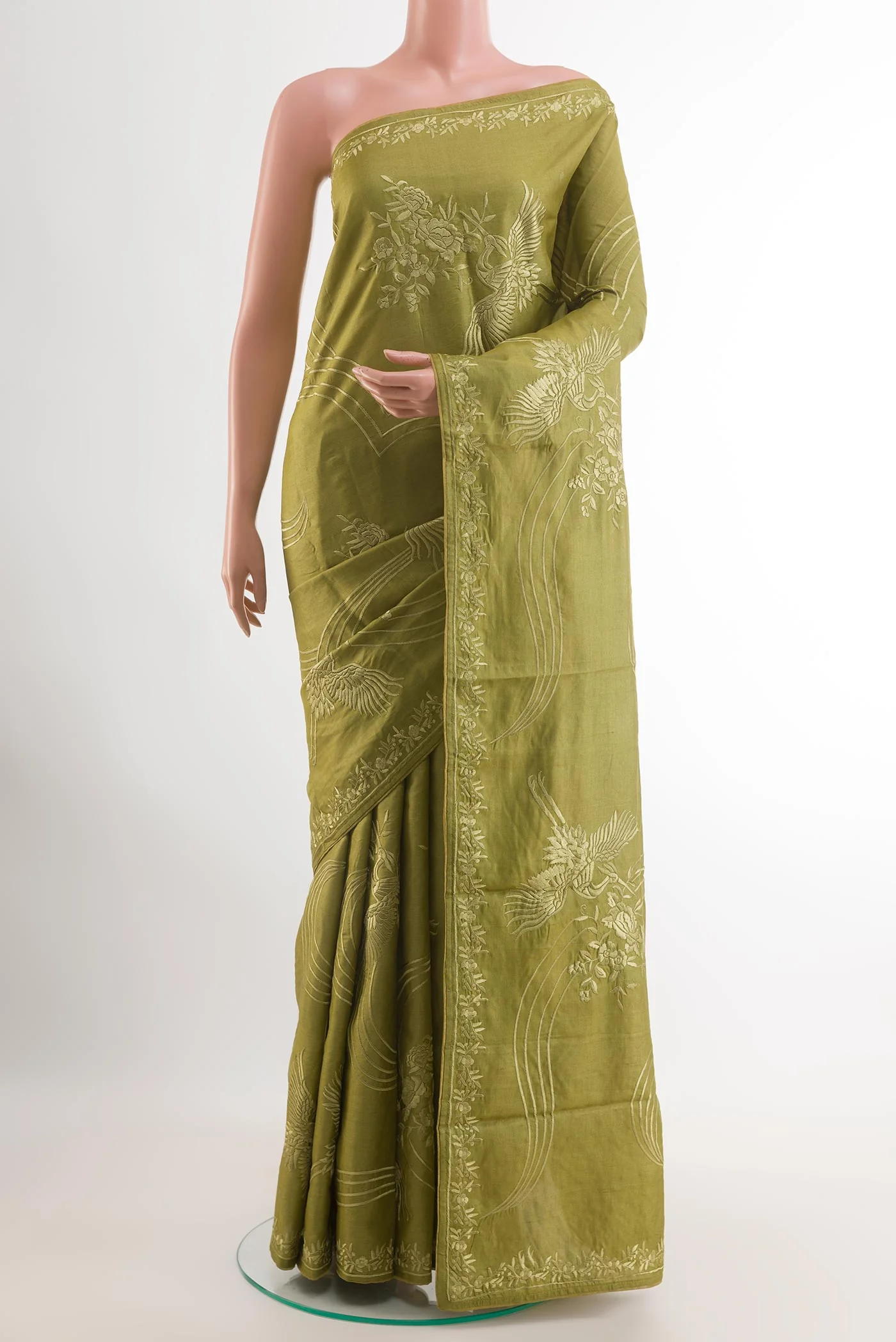 Green Tussar Silk Saree
