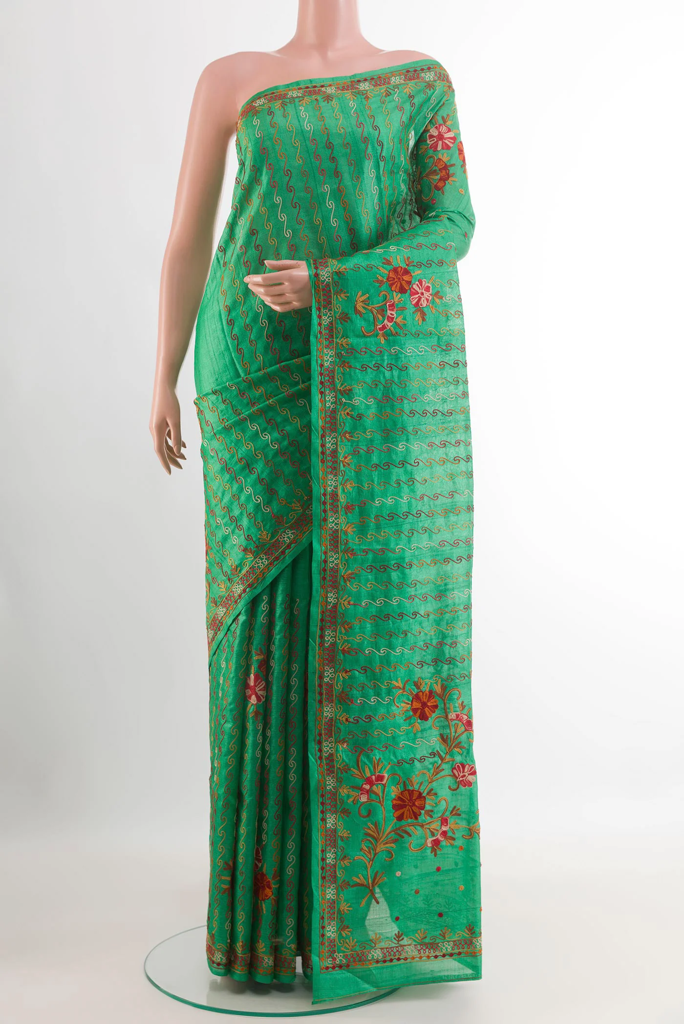 Green Tussar Silk Saree