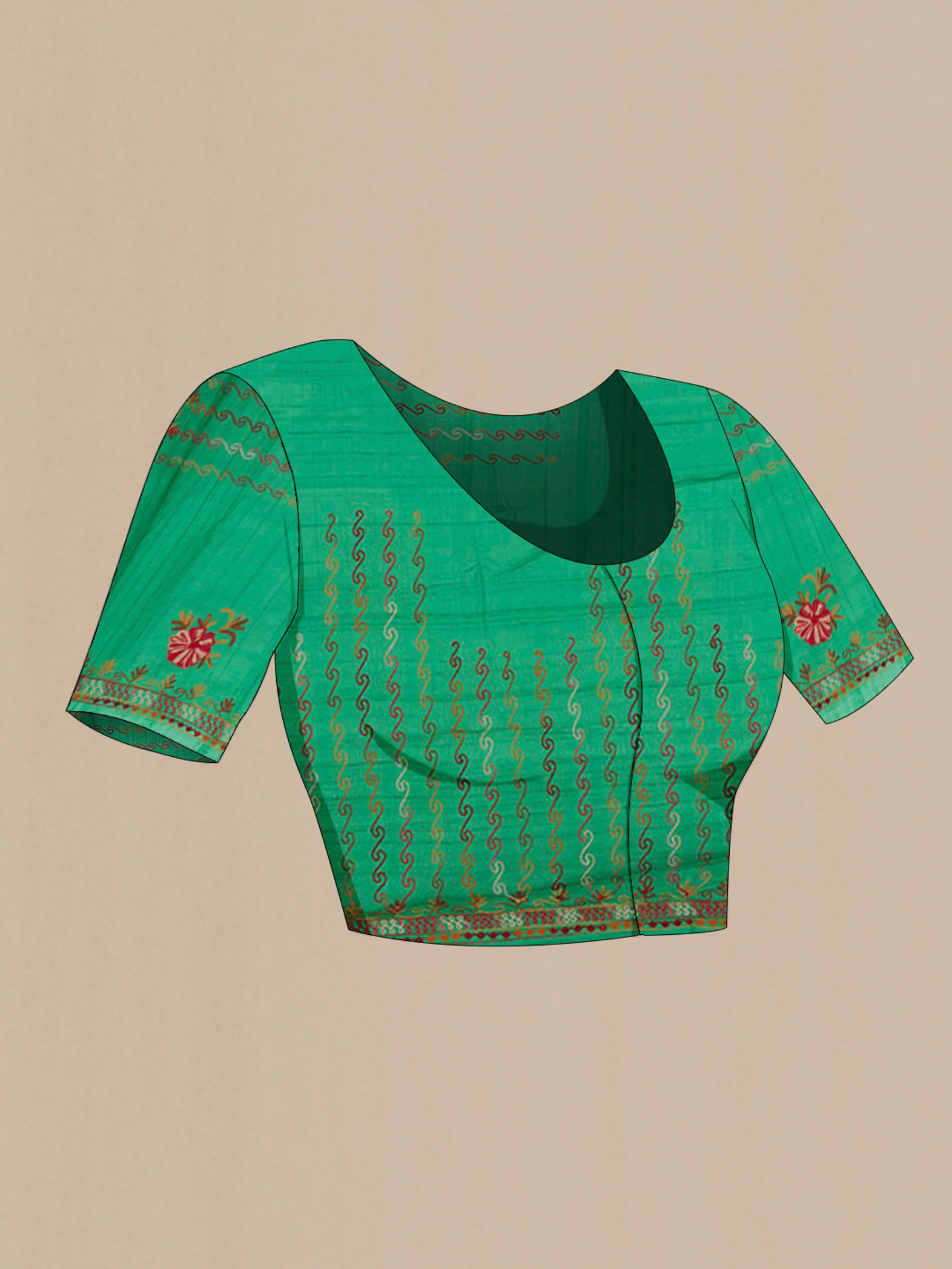 Green Tussar Silk Saree - Image 2