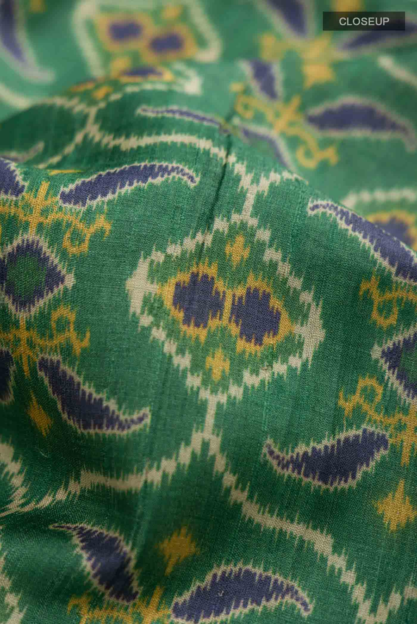 Green Tussar Silk Saree - Image 2