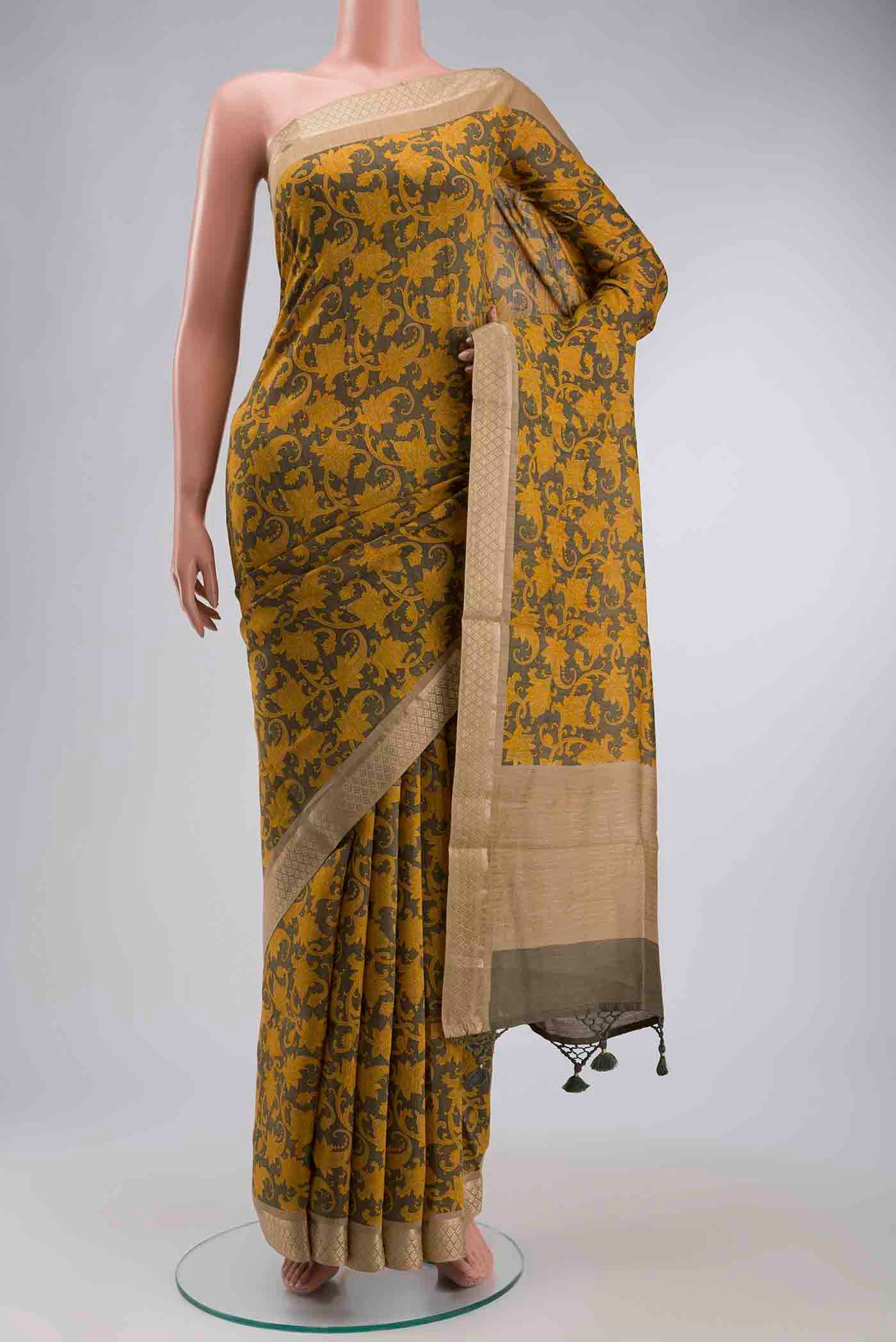 Green Tussar Silk Saree