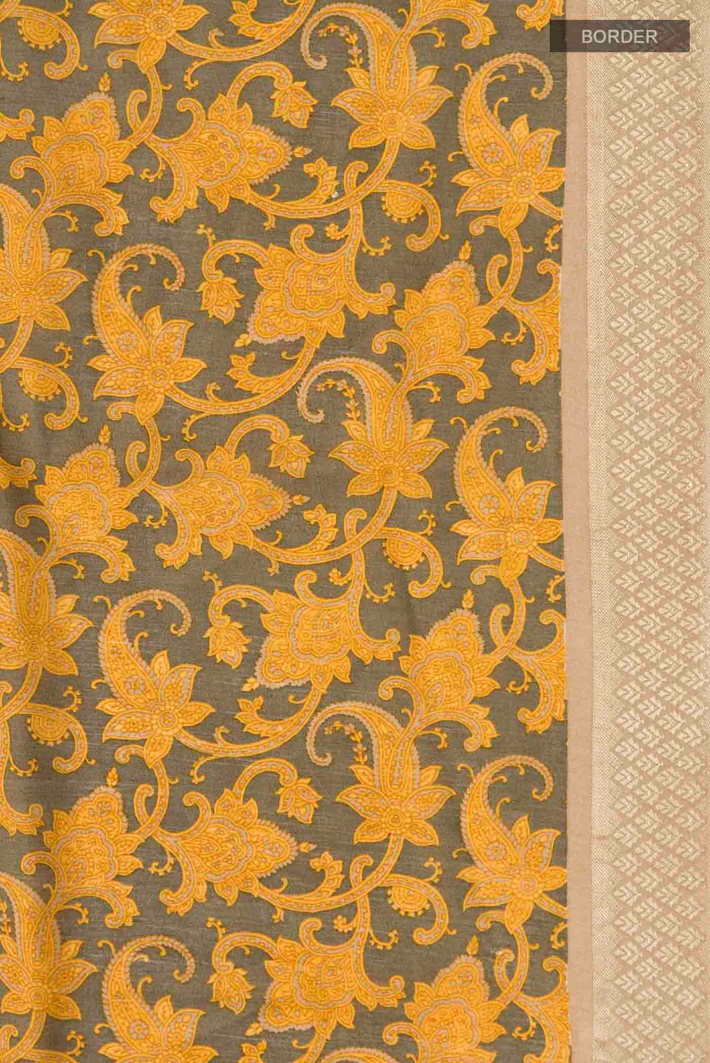 Green Tussar Silk Saree - Image 3