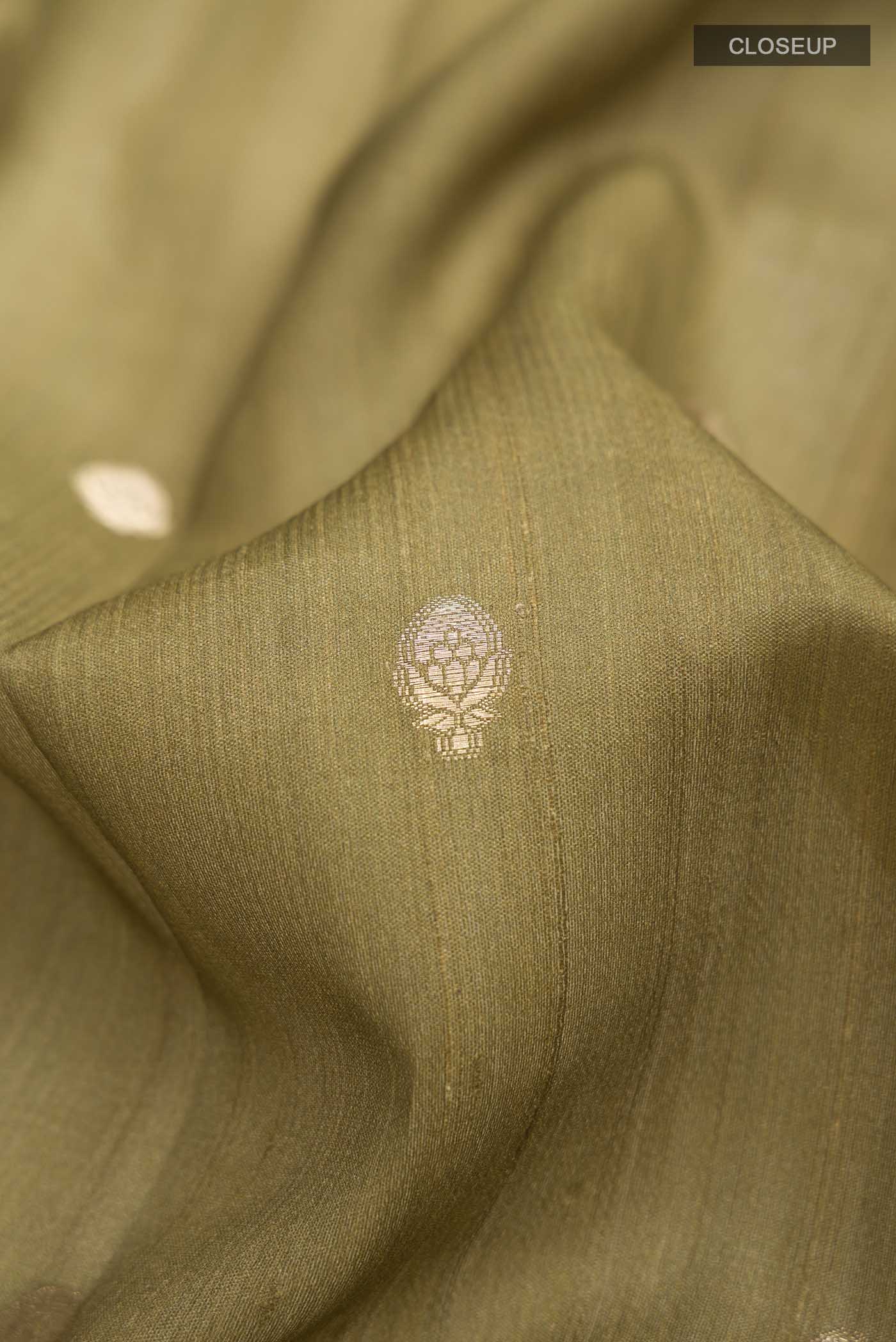 Green Tussar Silk Saree - Image 2