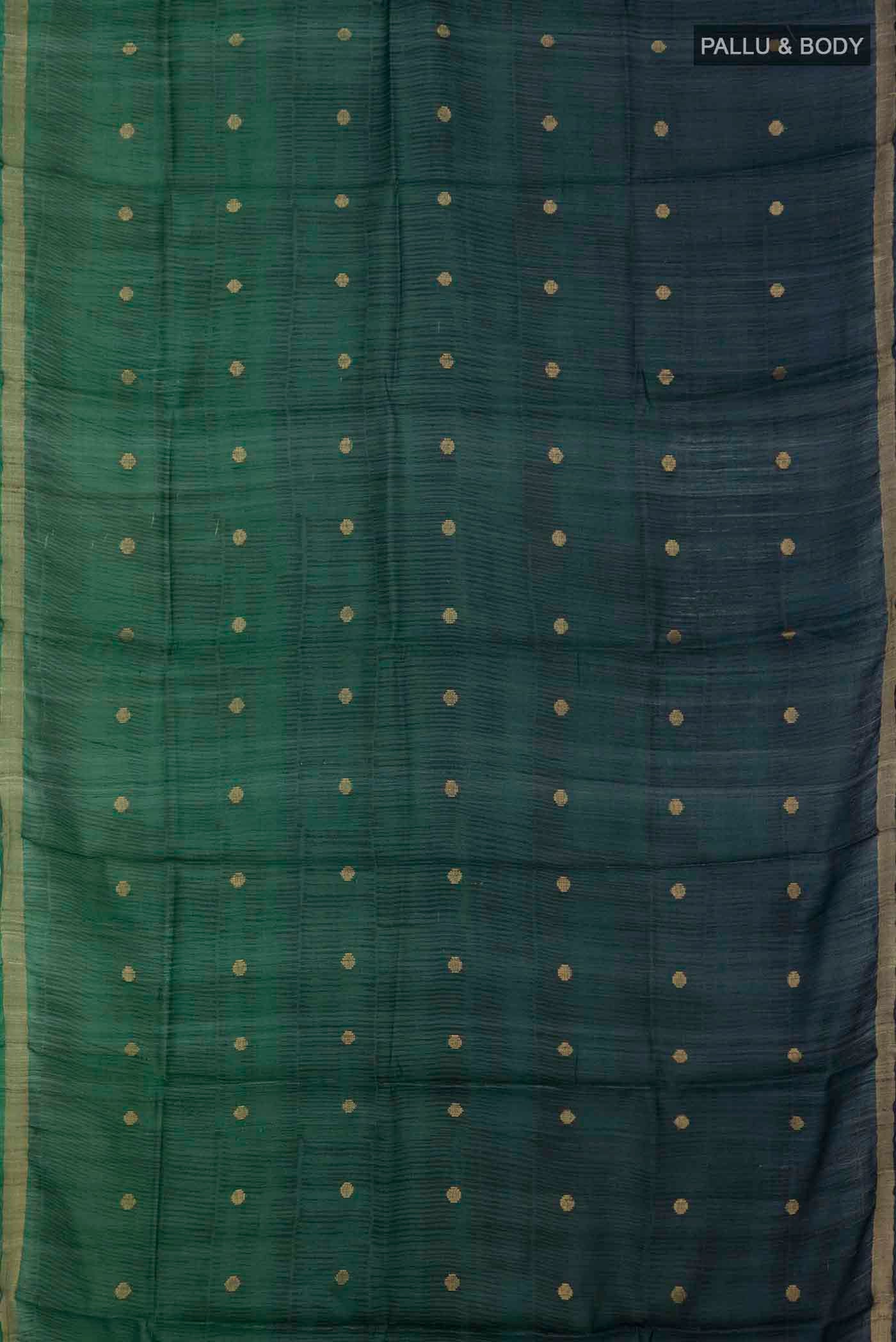 Green Tussar Silk Saree - Image 4