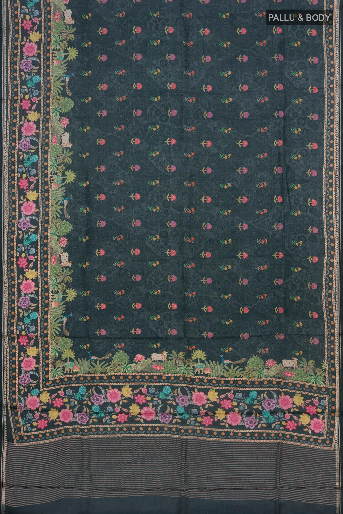 Davys Grey Tussar Silk Saree - Image 5
