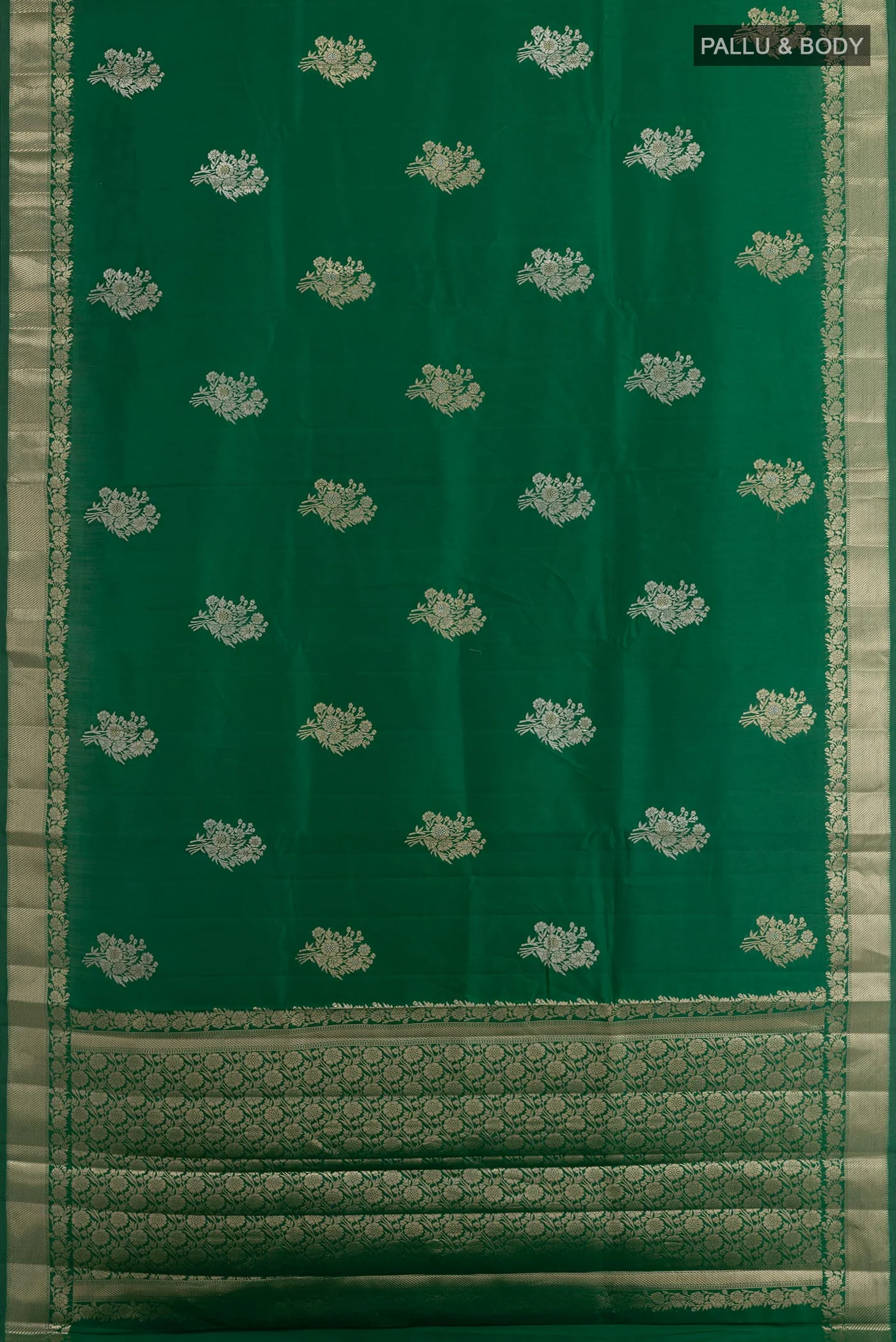 Green Banarasi Raw Silk Saree - Image 3