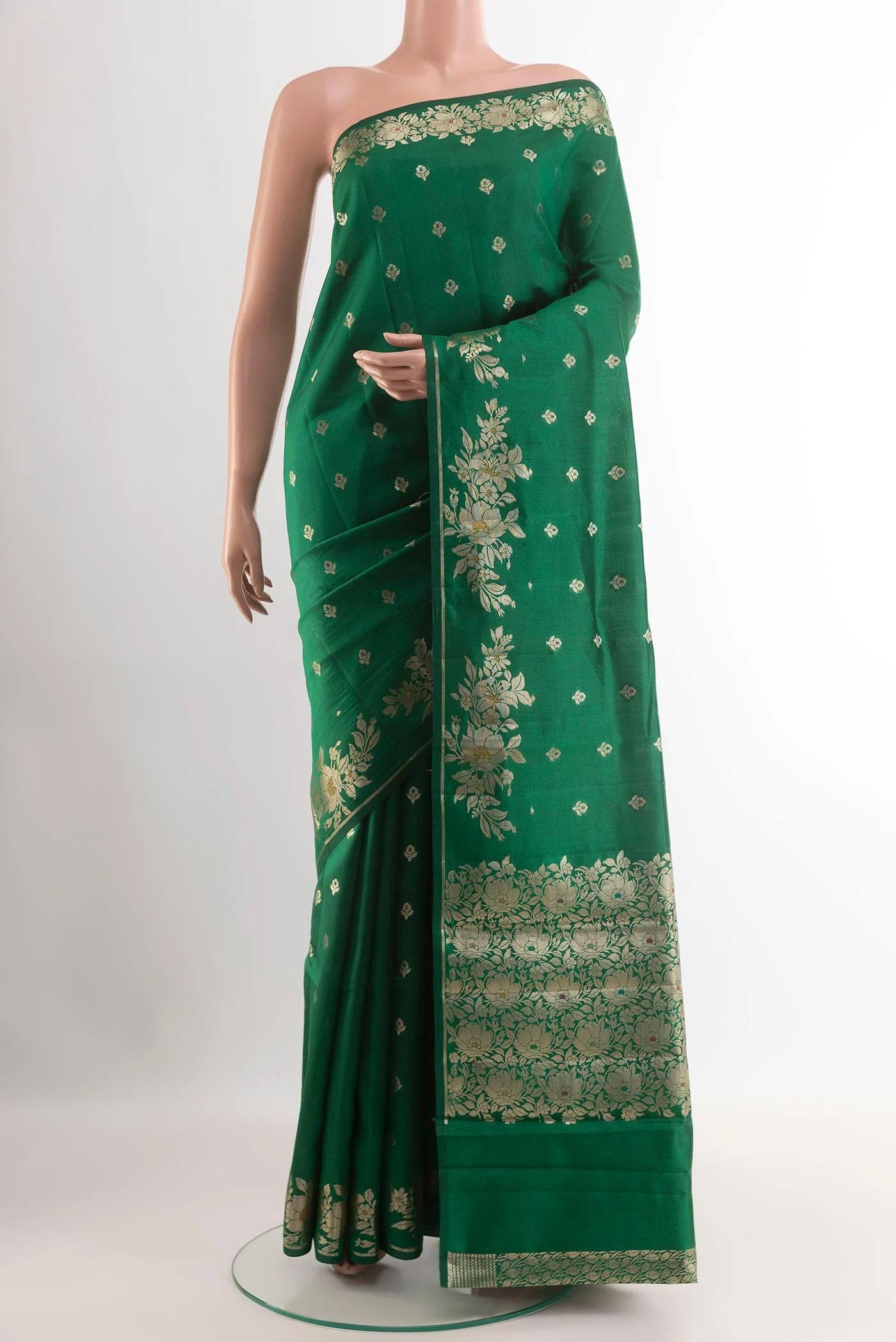 Green Banarasi Raw Silk Saree