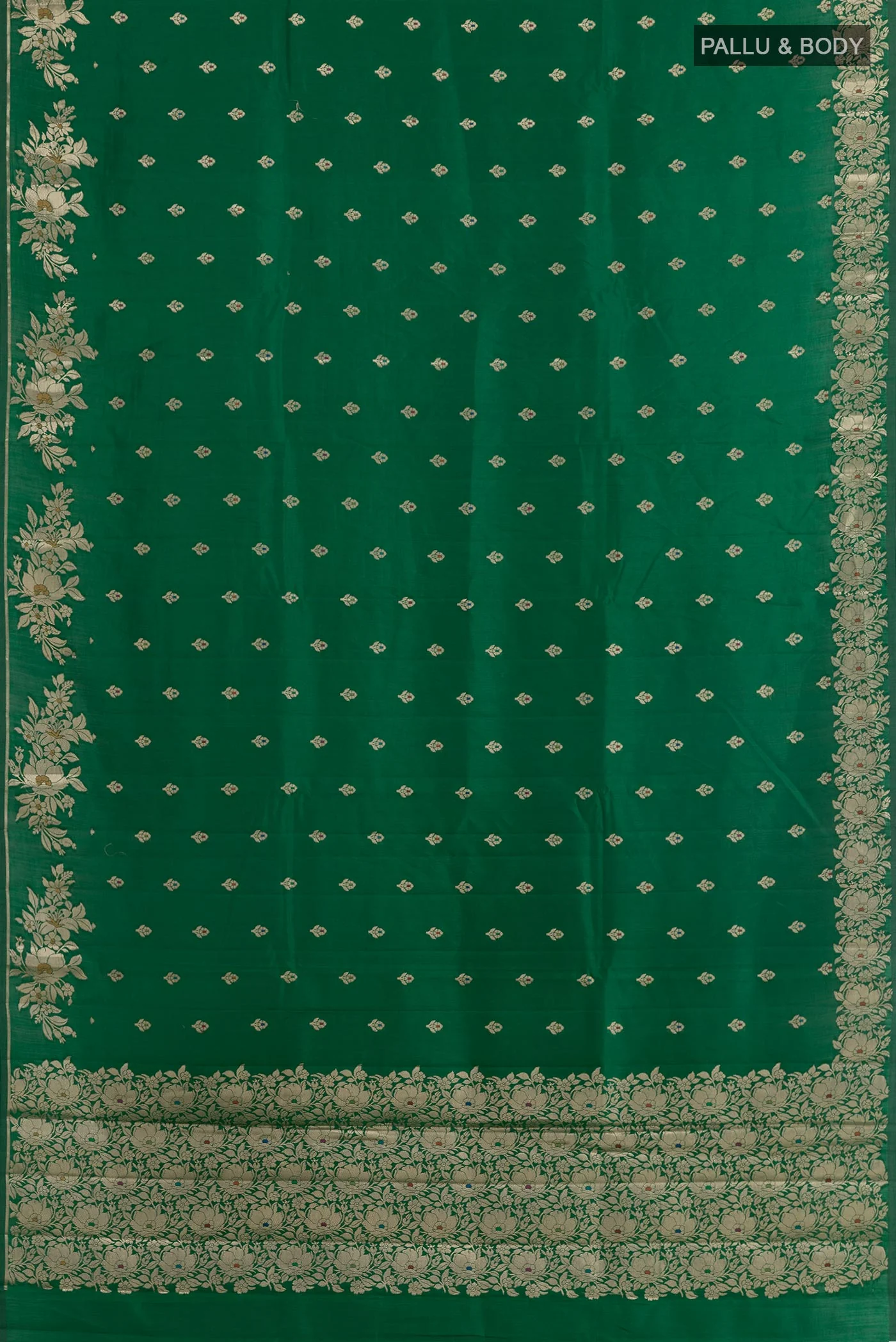 Green Banarasi Raw Silk Saree - Image 3