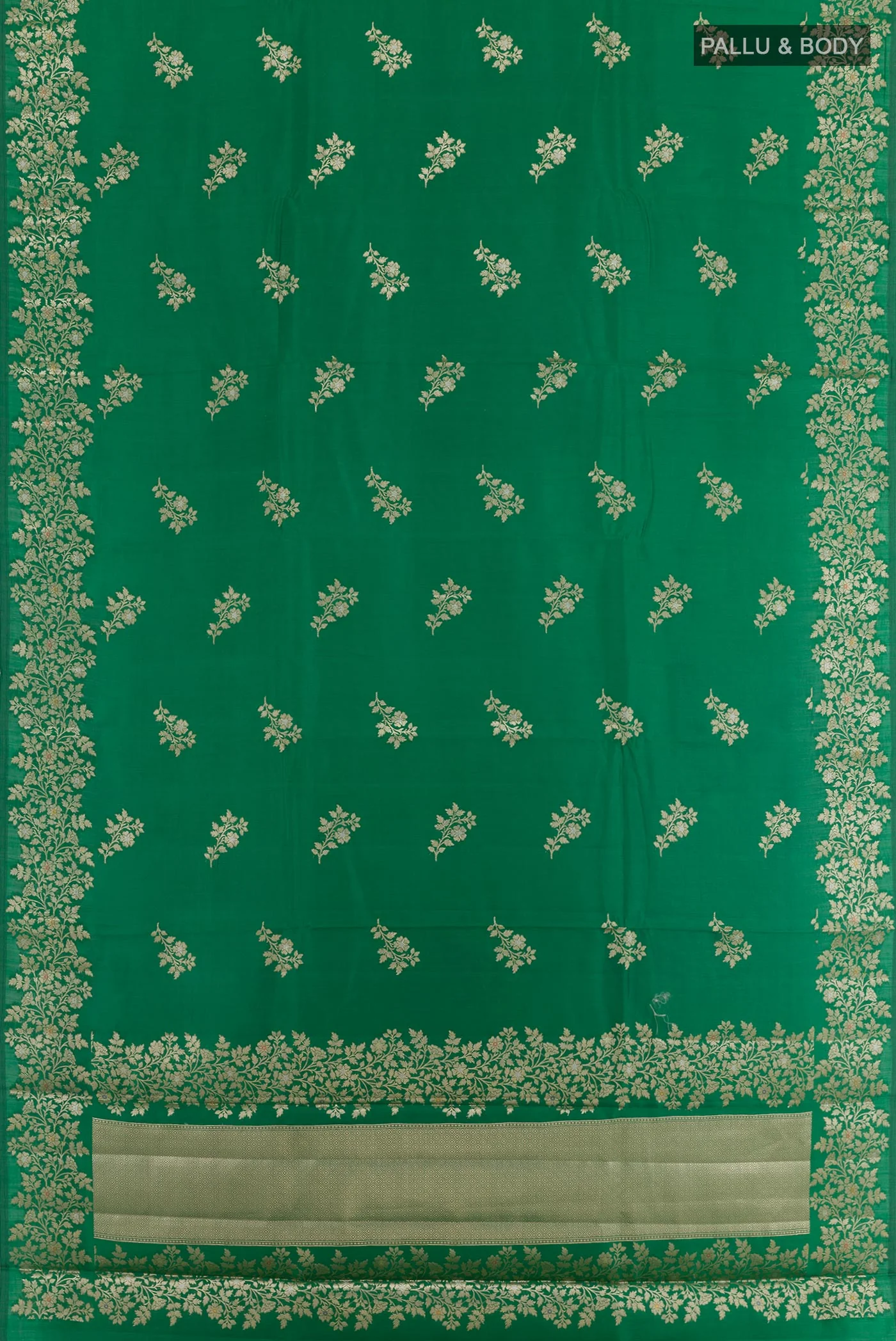 Green Tussar Silk Saree - Image 3