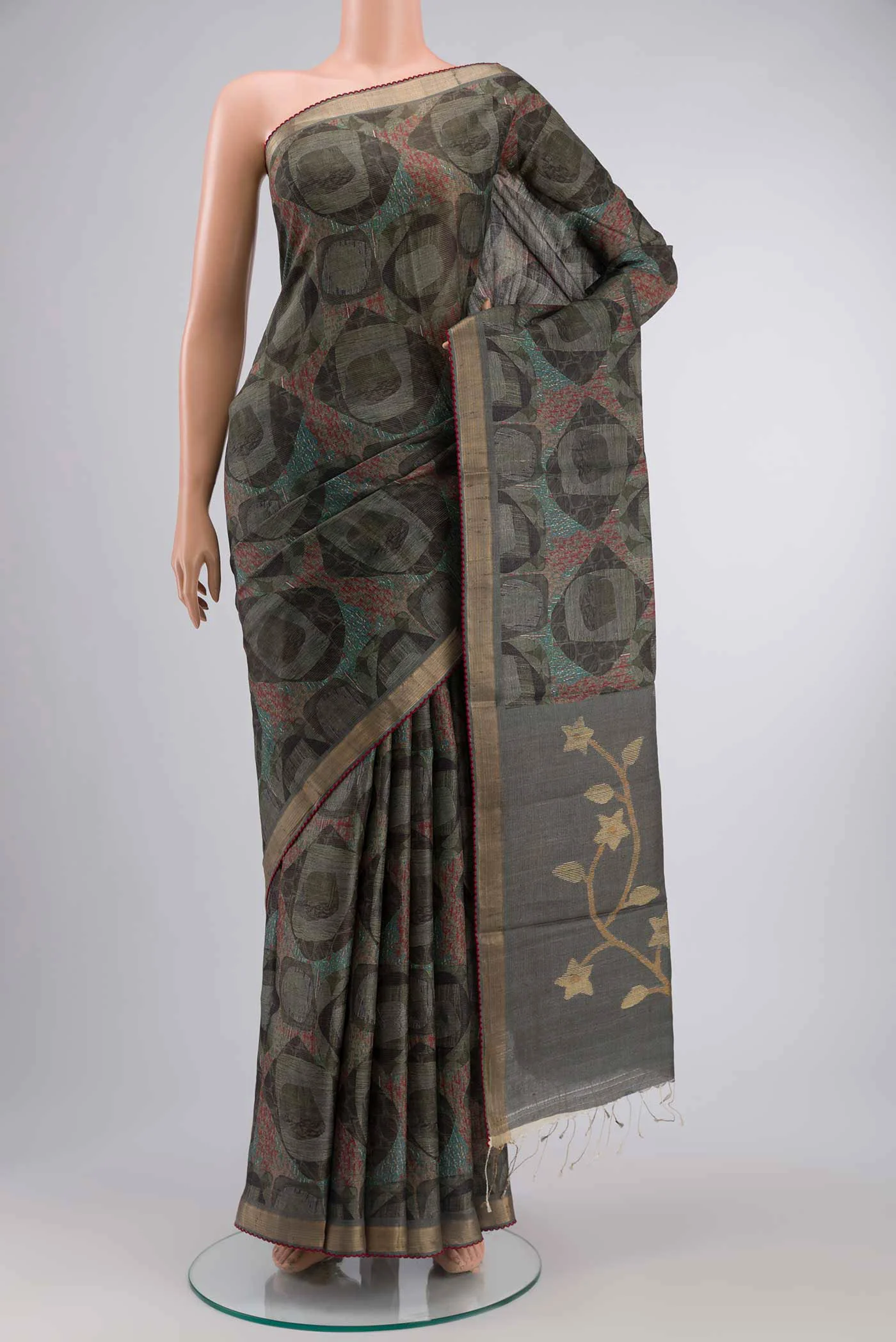 Green Tussar Silk Saree