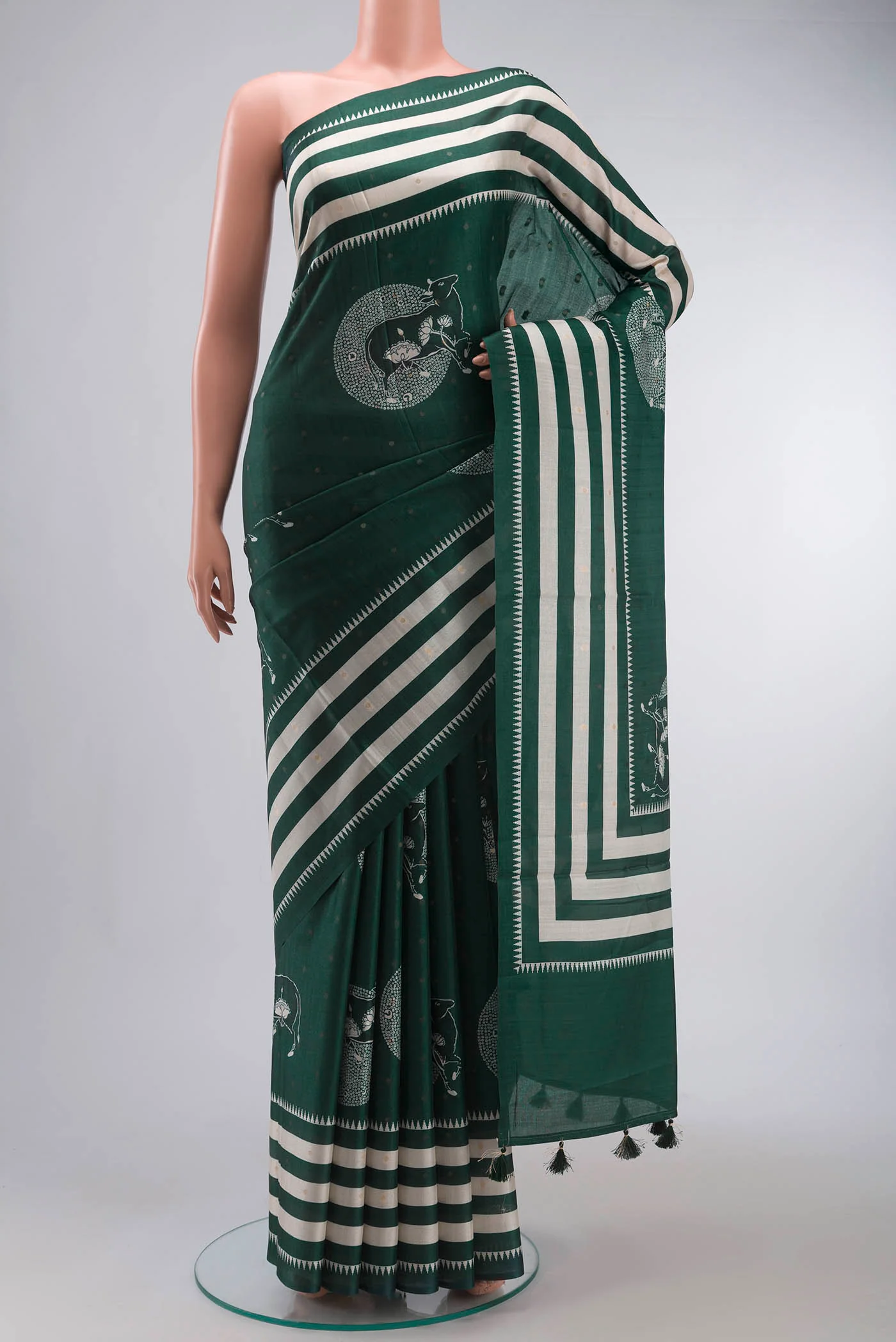 Green Tussar Silk Saree