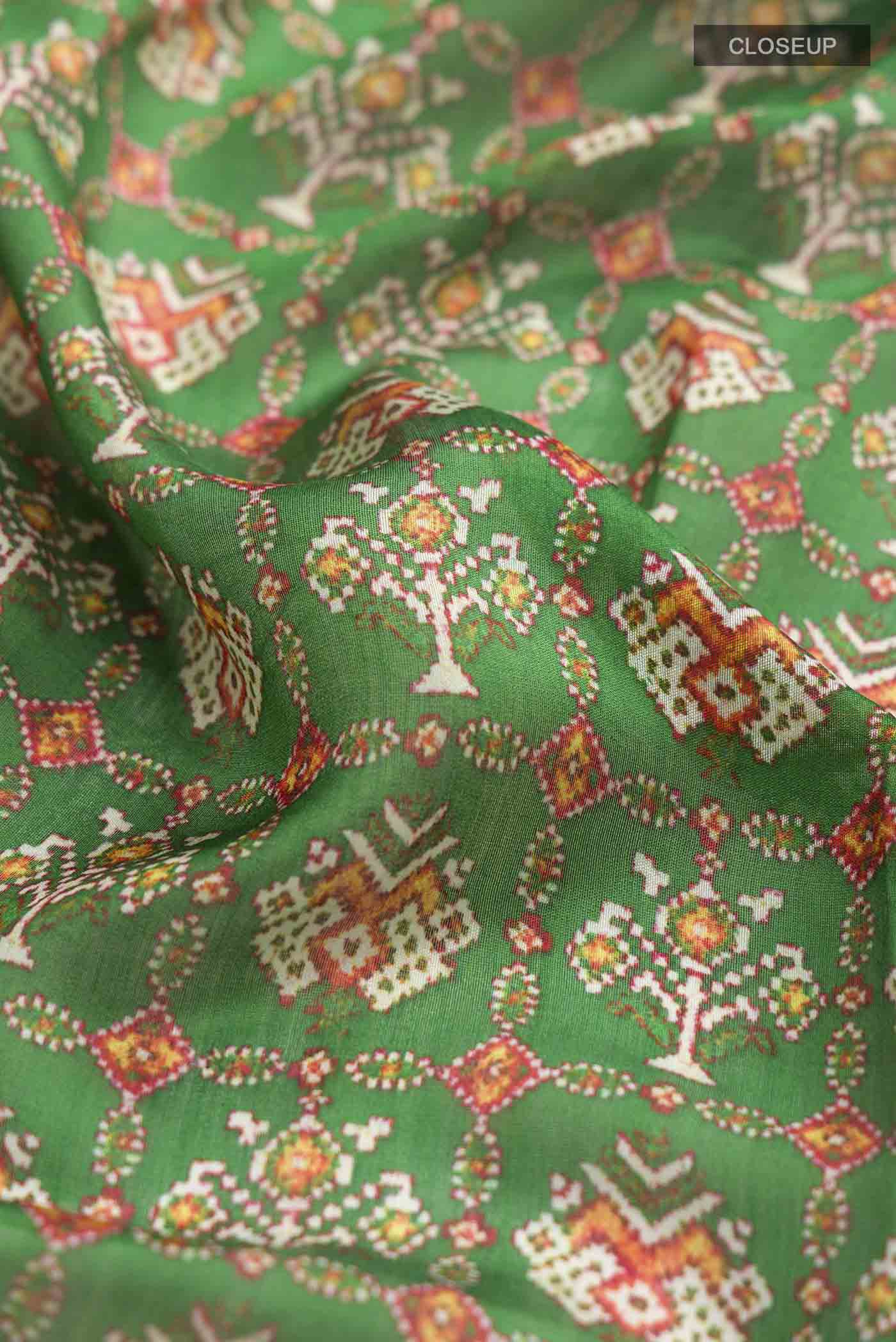 Green Tussar Silk Saree - Image 2
