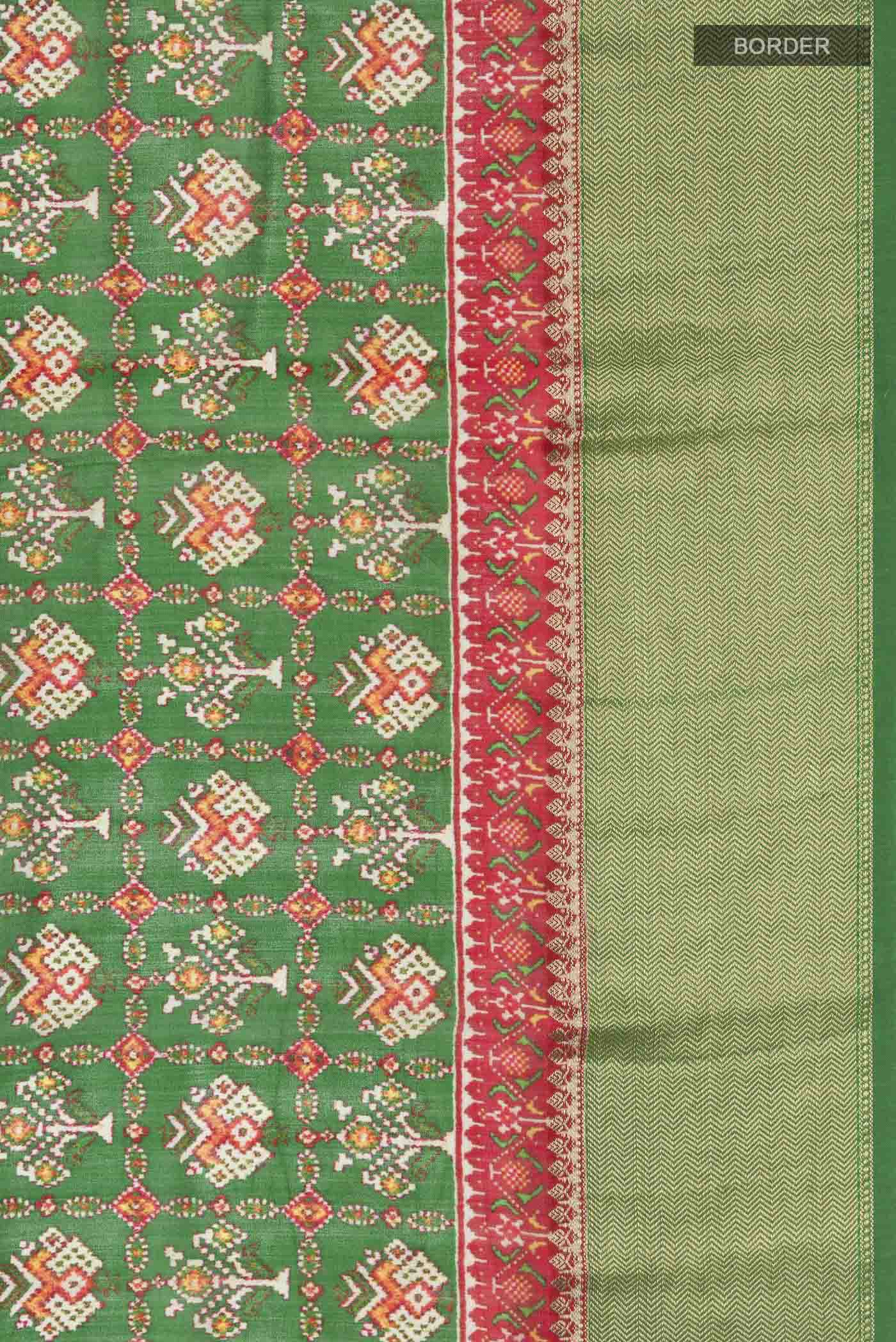 Green Tussar Silk Saree - Image 3