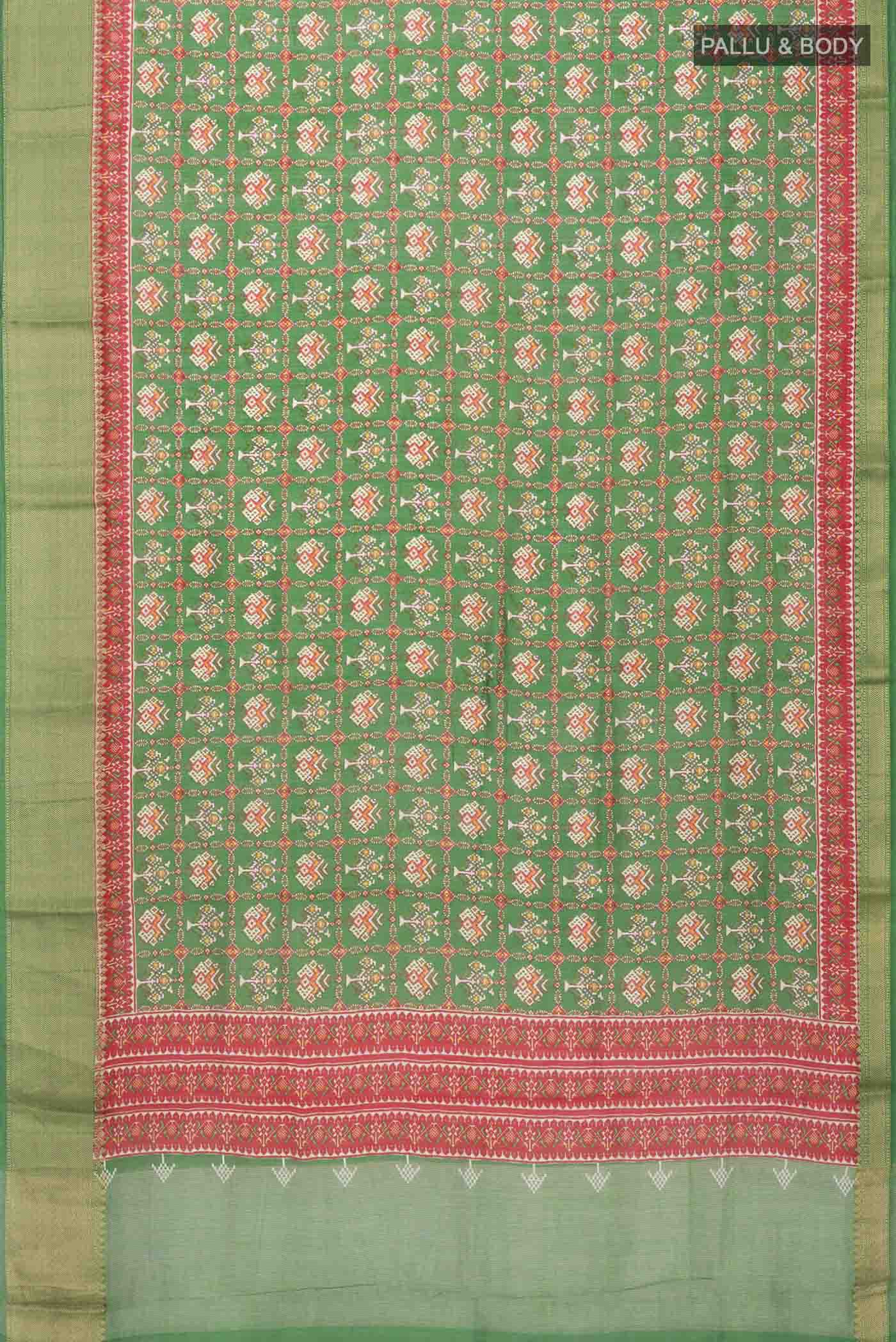 Green Tussar Silk Saree - Image 5
