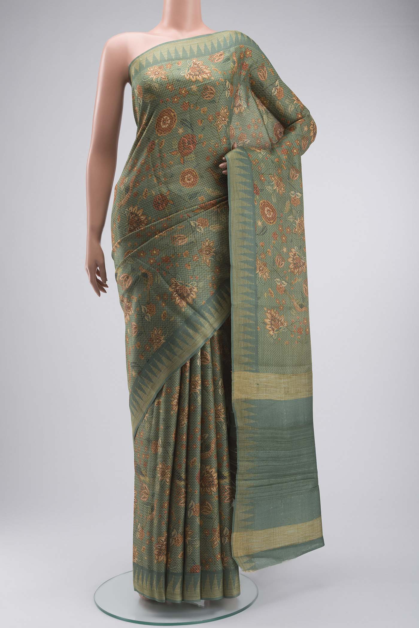 Green Tussar Silk Saree