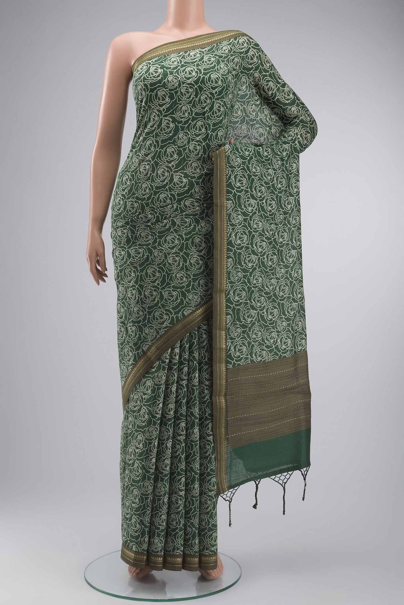 Green Tussar Silk Saree