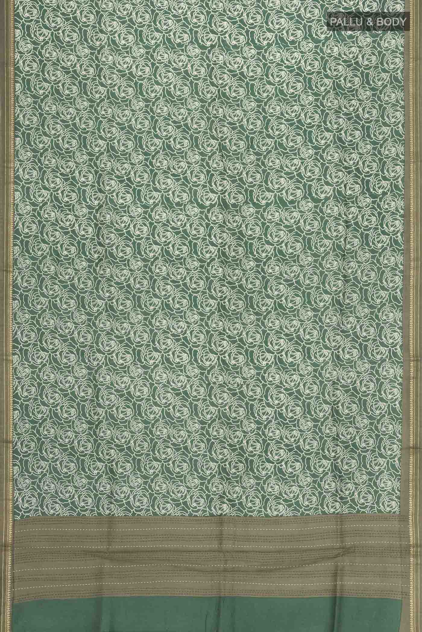Green Tussar Silk Saree - Image 5