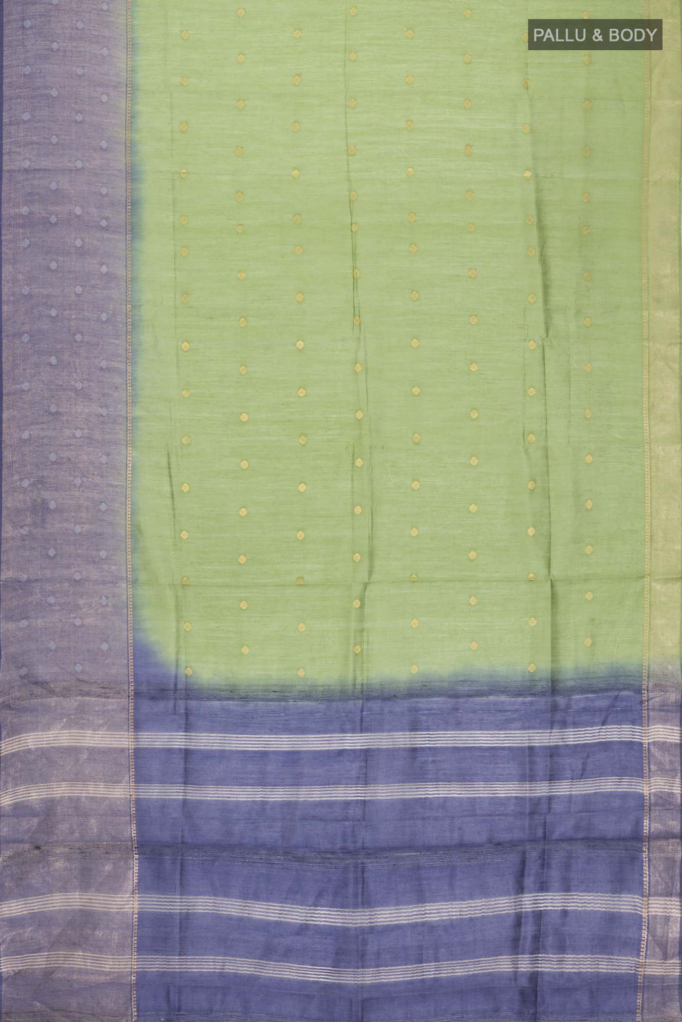 Green Tussar Silk Saree - Image 3