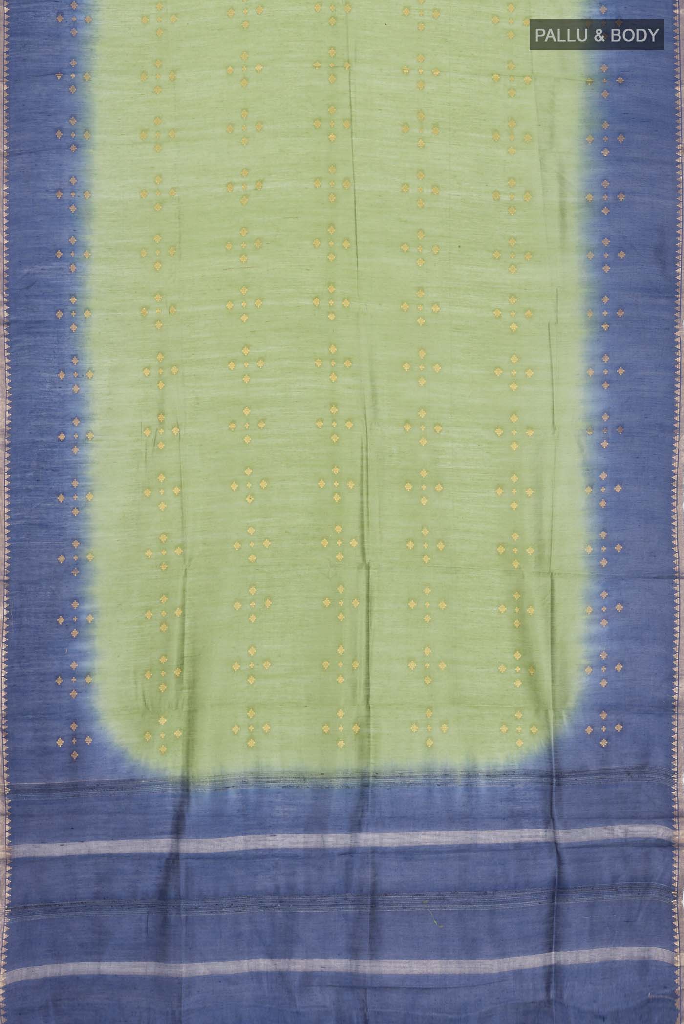 Green Tussar Silk Saree - Image 3