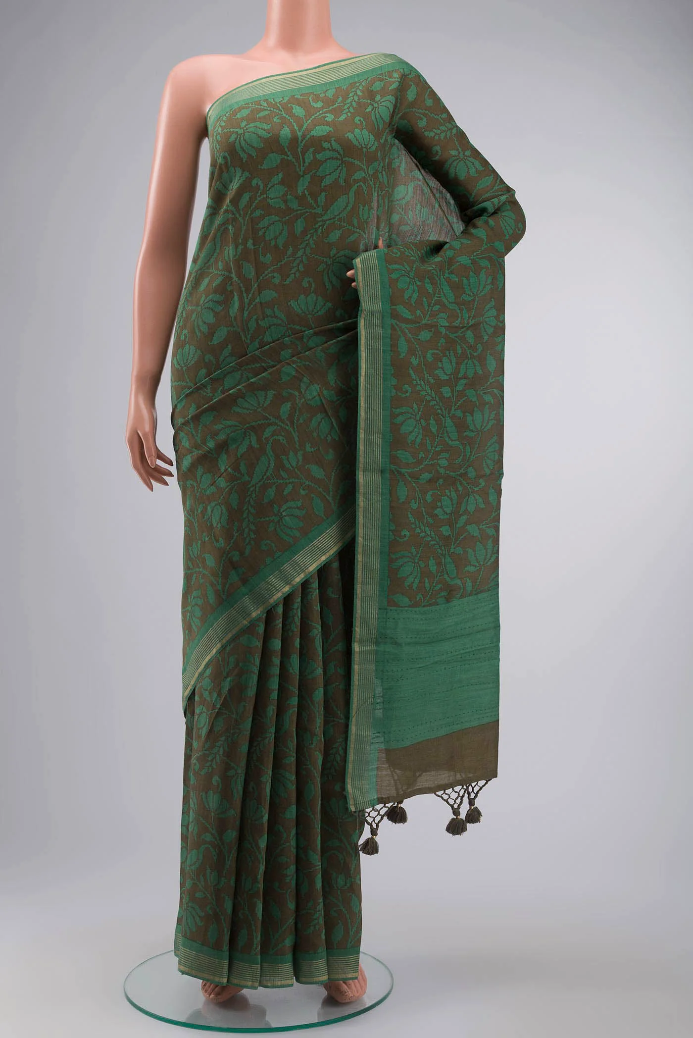 Green Tussar Silk Saree