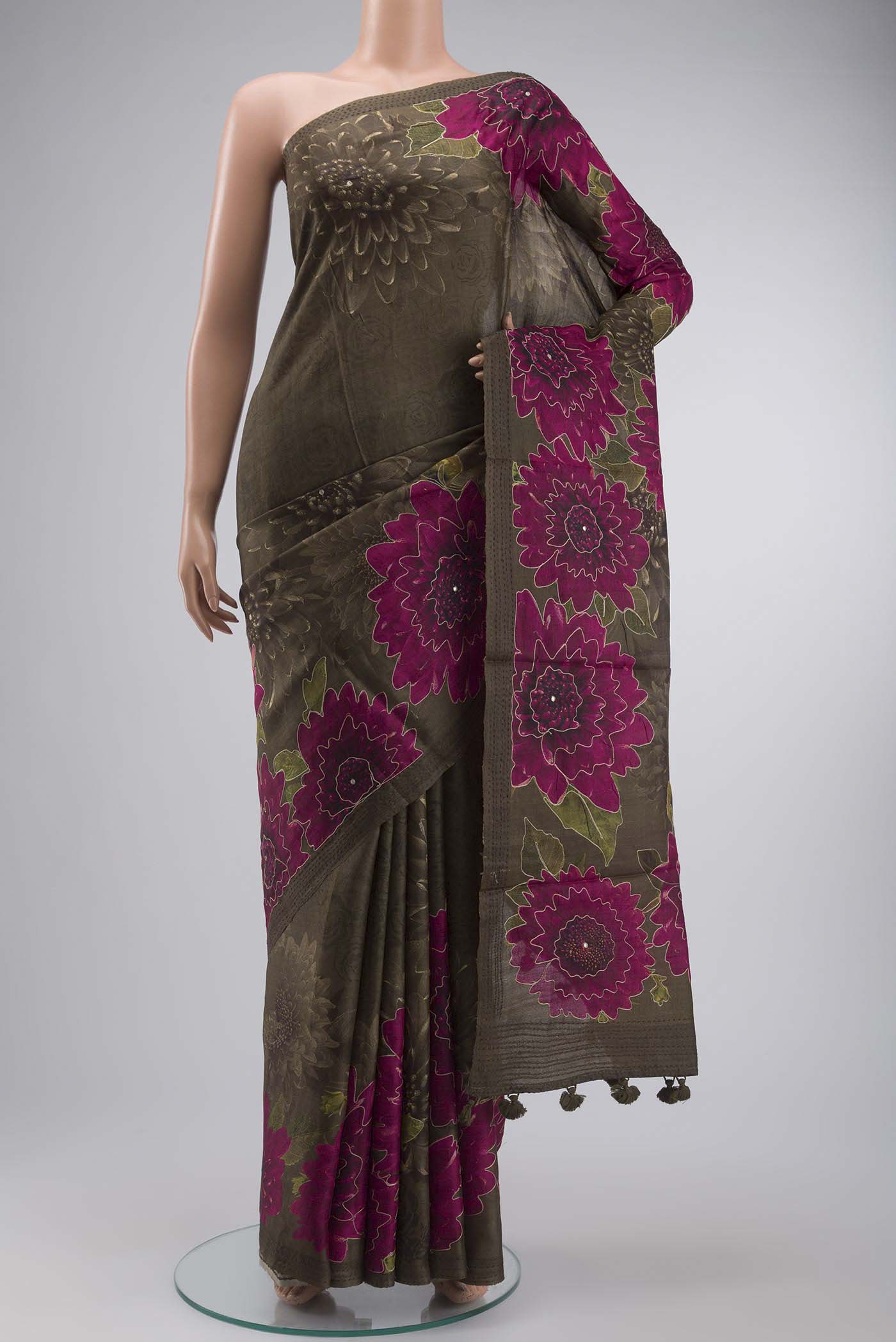 Green Tussar Silk Saree