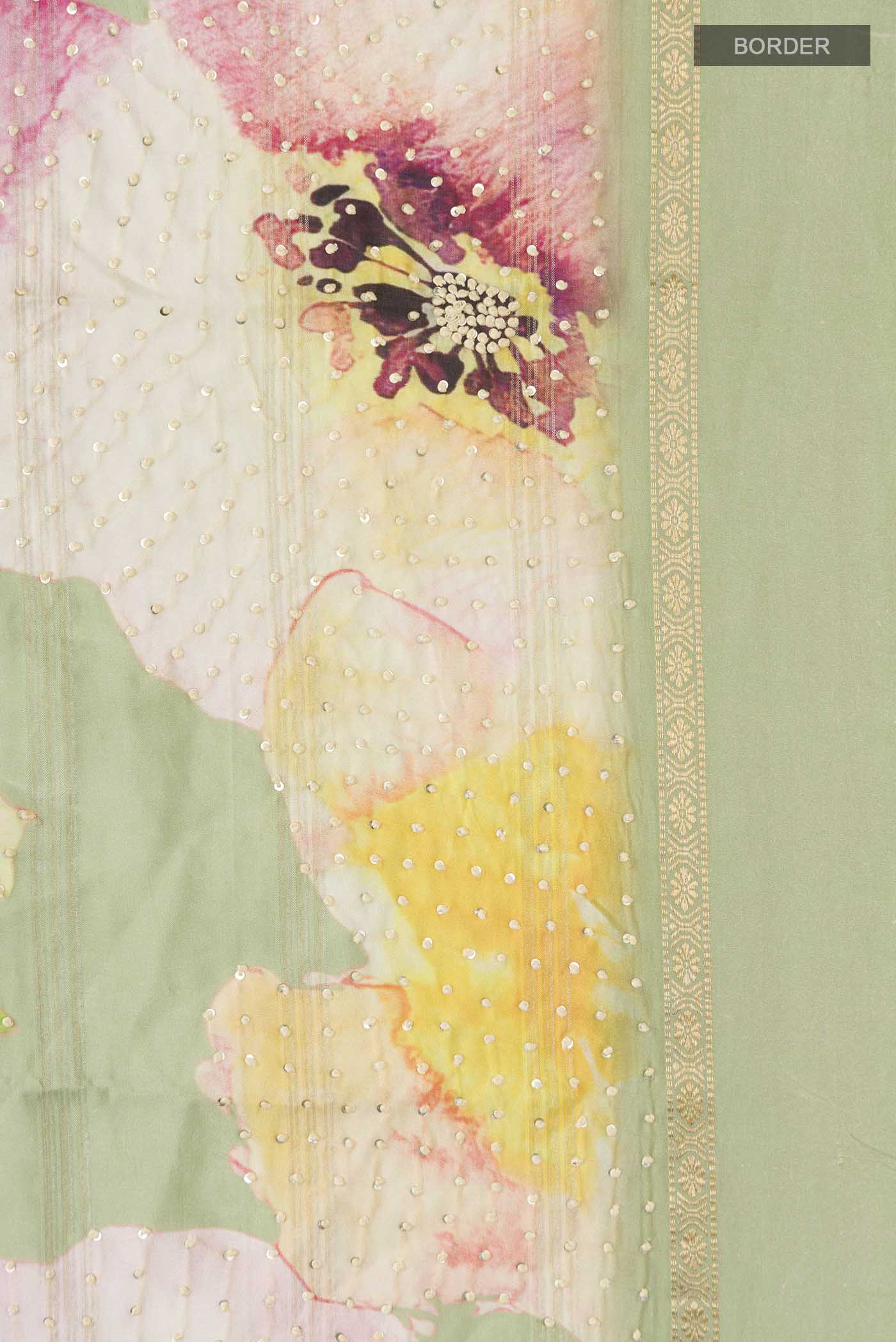 Green Tussar Silk Saree - Image 3