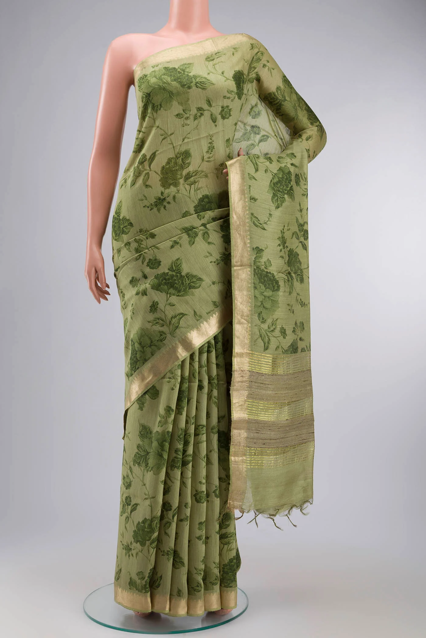 Green Tussar Silk Saree