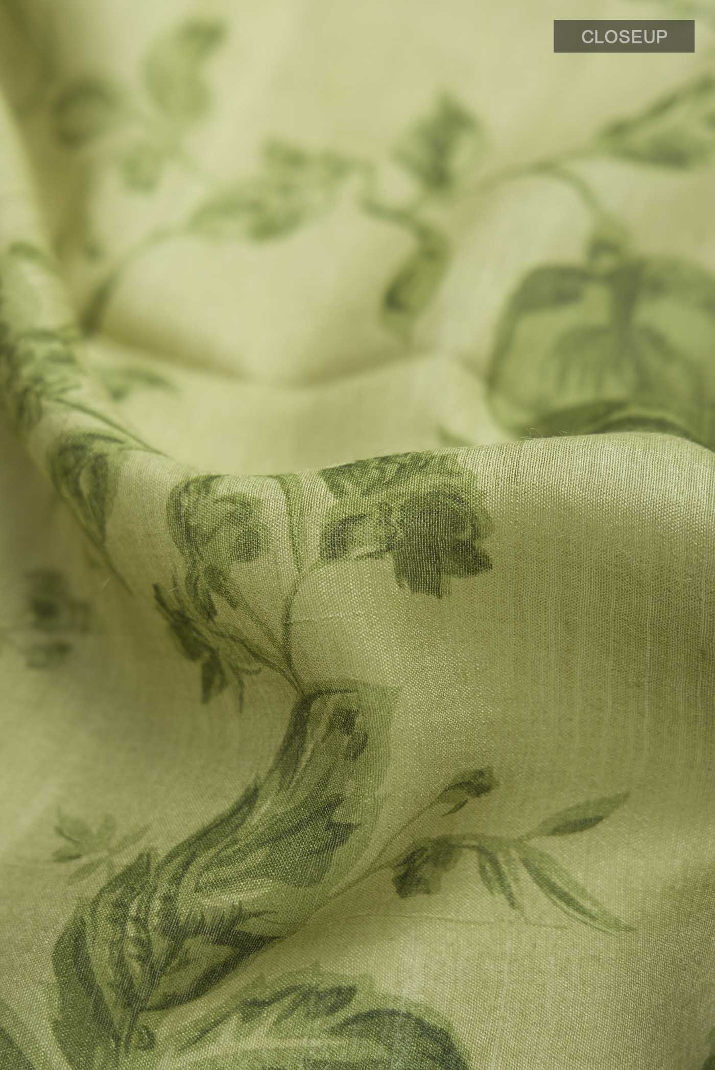 Green Tussar Silk Saree - Image 2