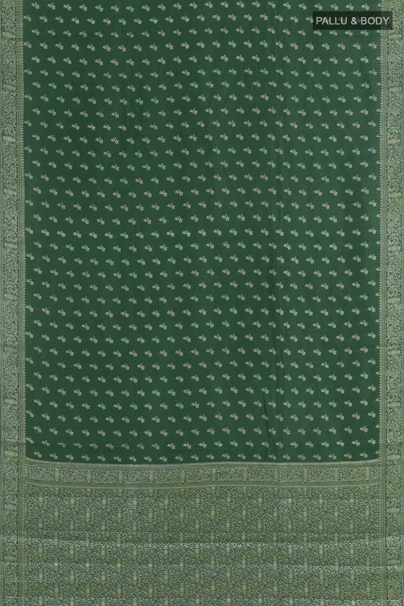 Green Banarasi Raw Silk Saree - Image 5