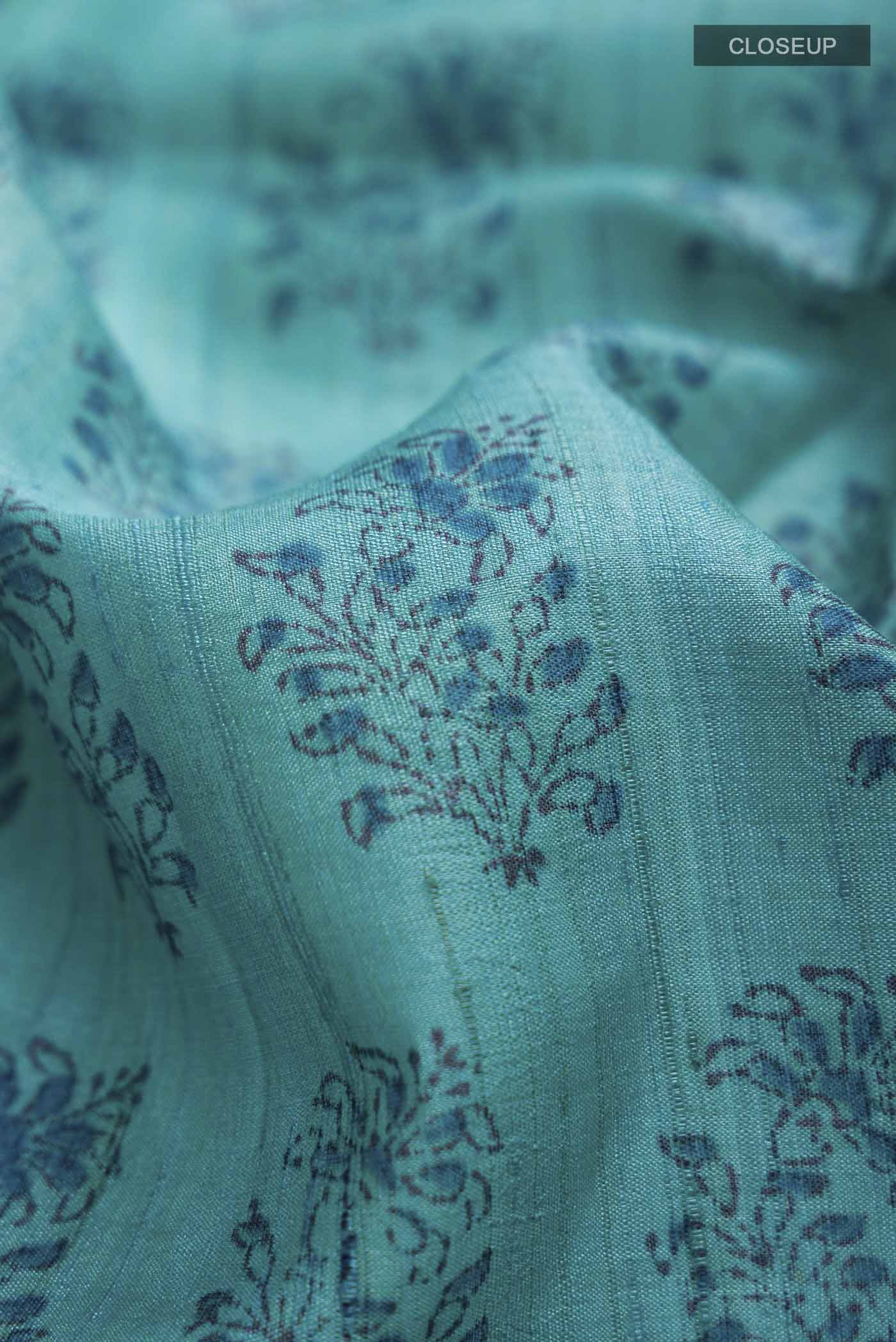 Blue Tussar Silk Saree - Image 2