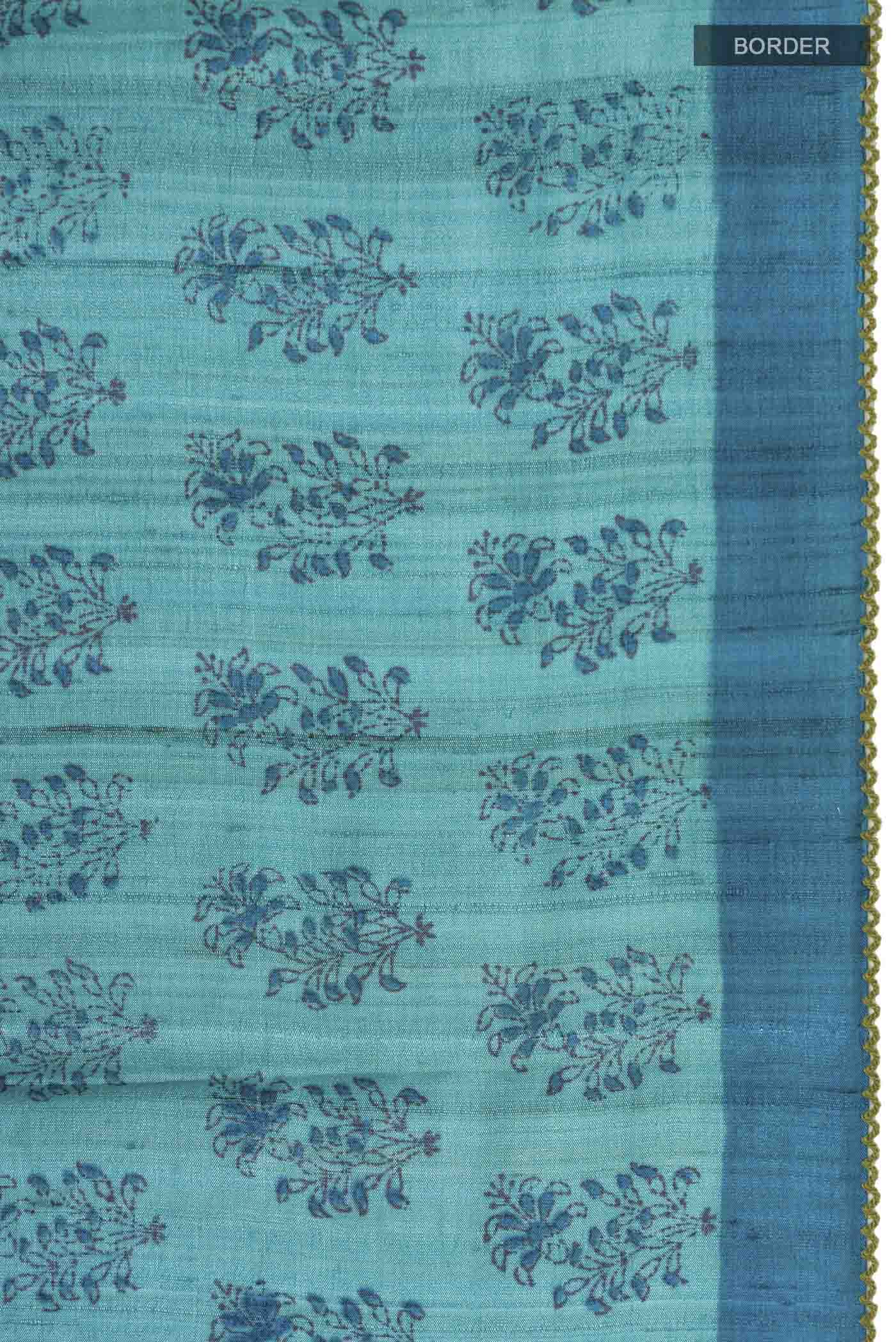 Blue Tussar Silk Saree - Image 3