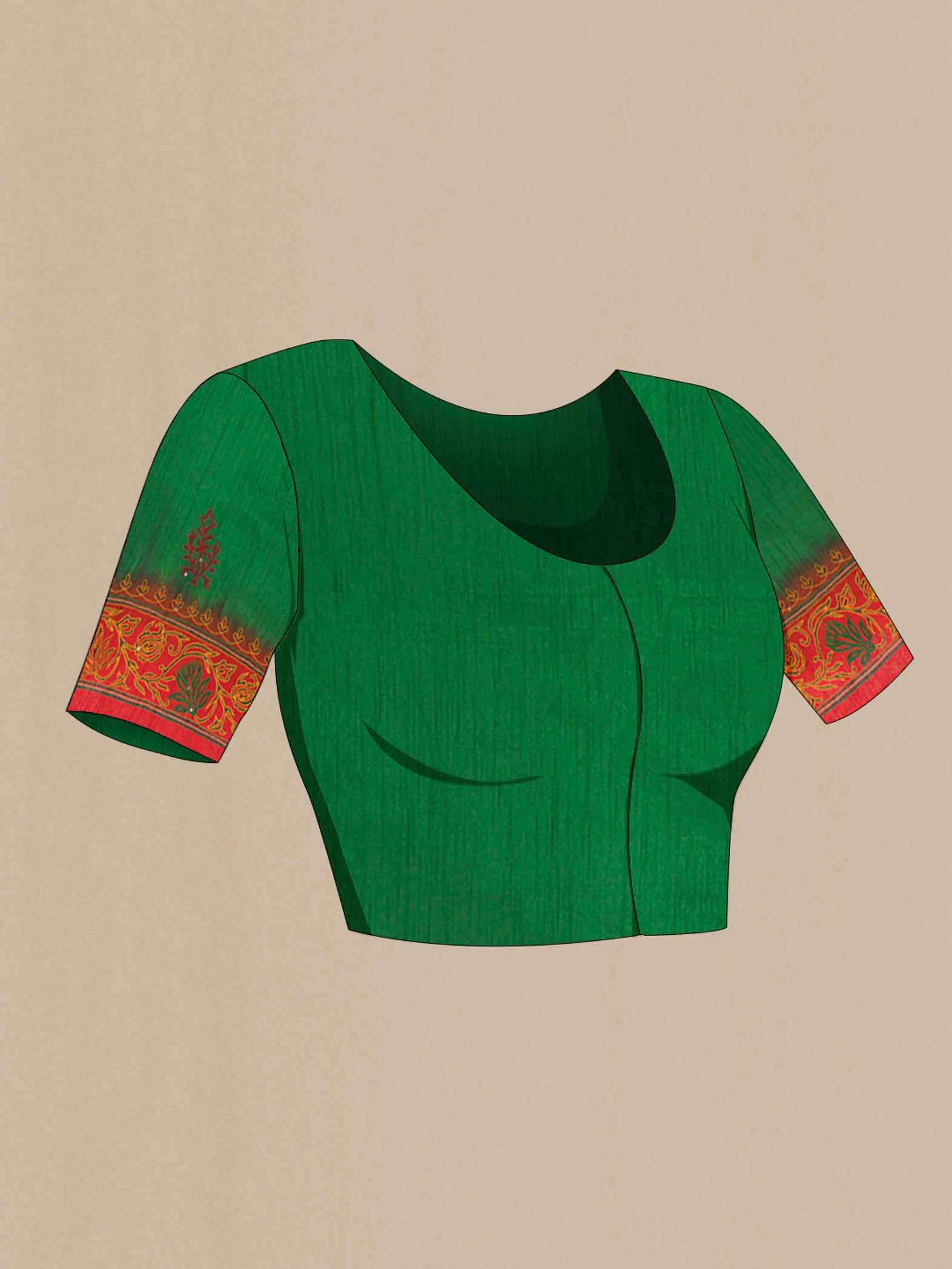 Green Blended Raw Silk Saree - Image 4