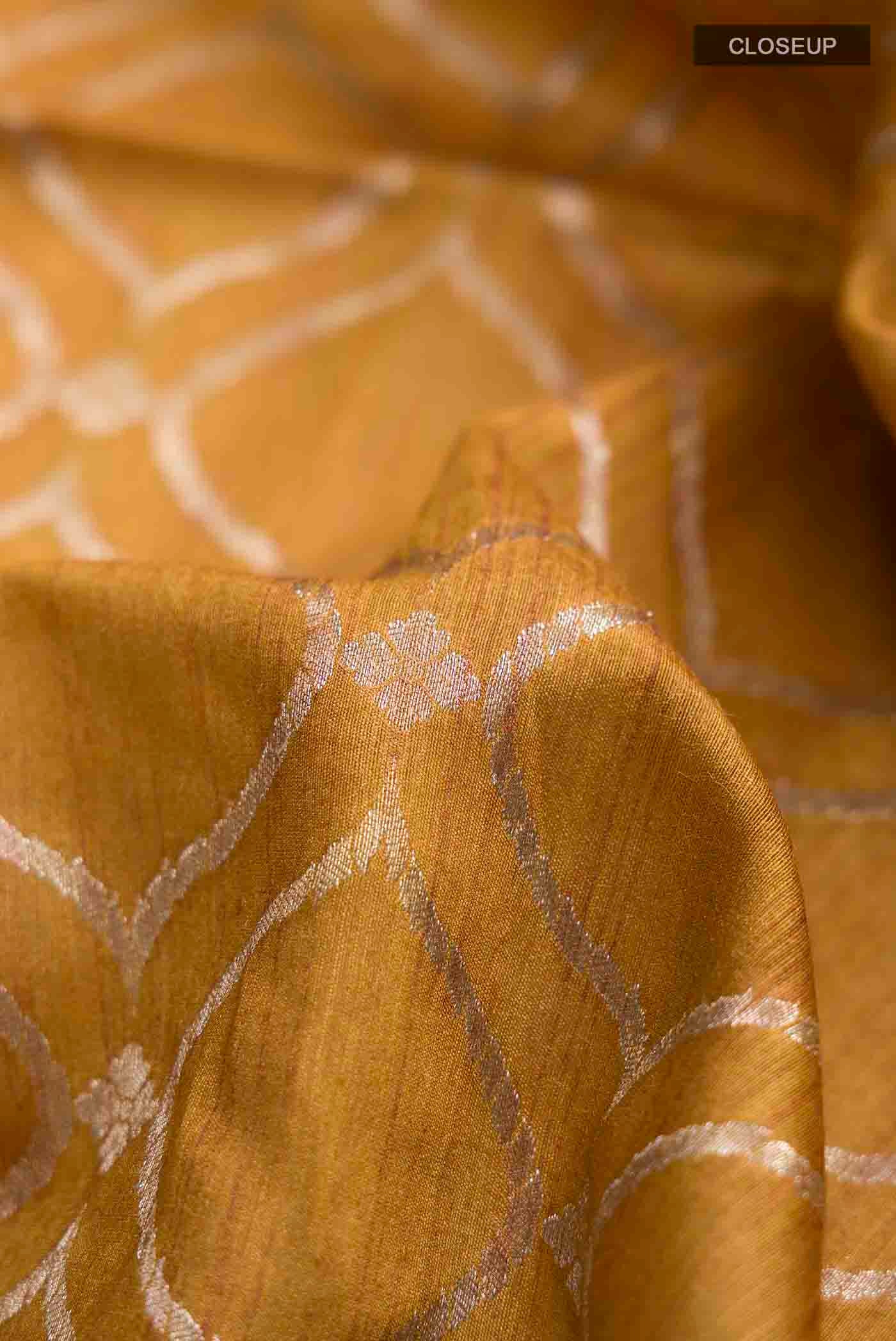 Mustard Tussar Silk Saree - Image 2