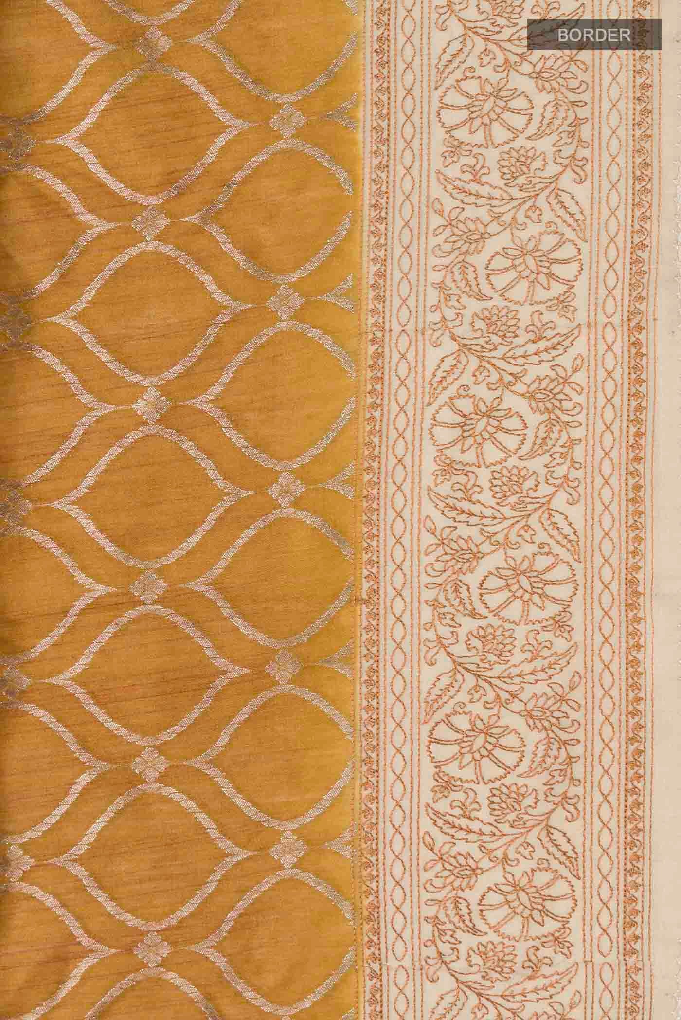 Mustard Tussar Silk Saree - Image 3