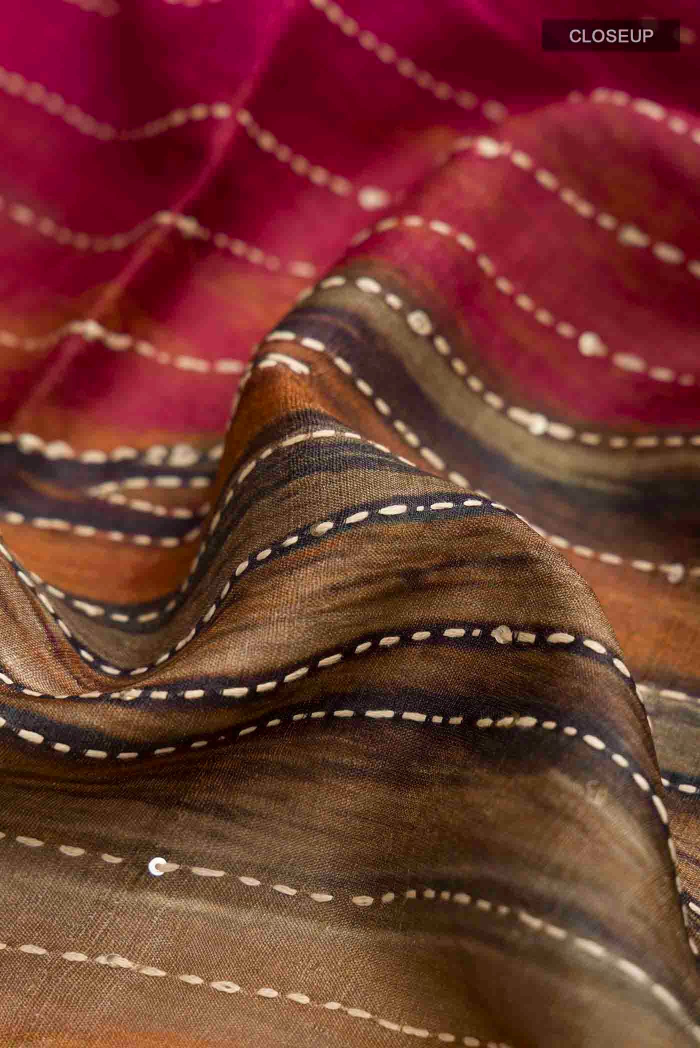 Multi Color Tussar Silk Saree - Image 2