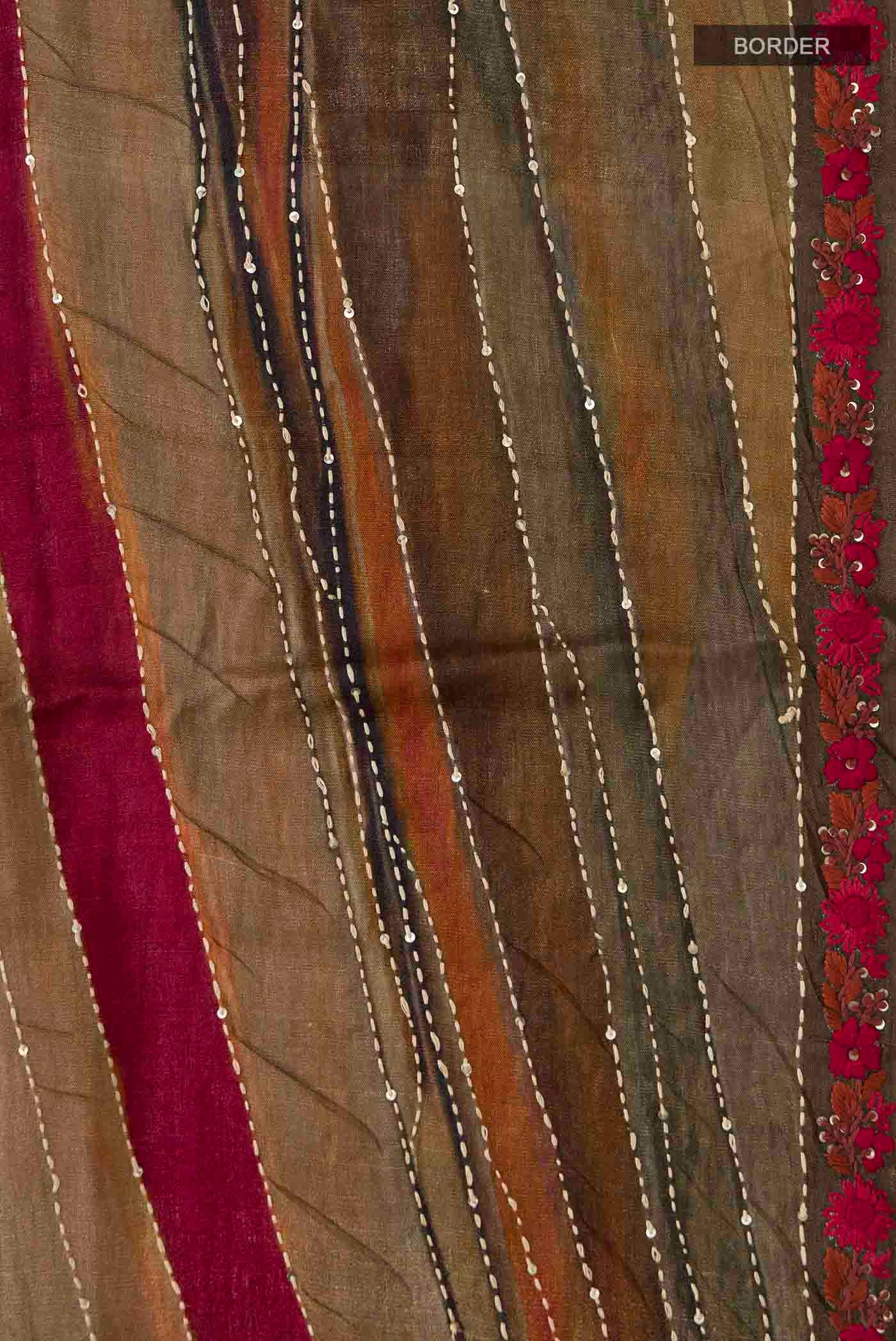 Multi Color Tussar Silk Saree - Image 3