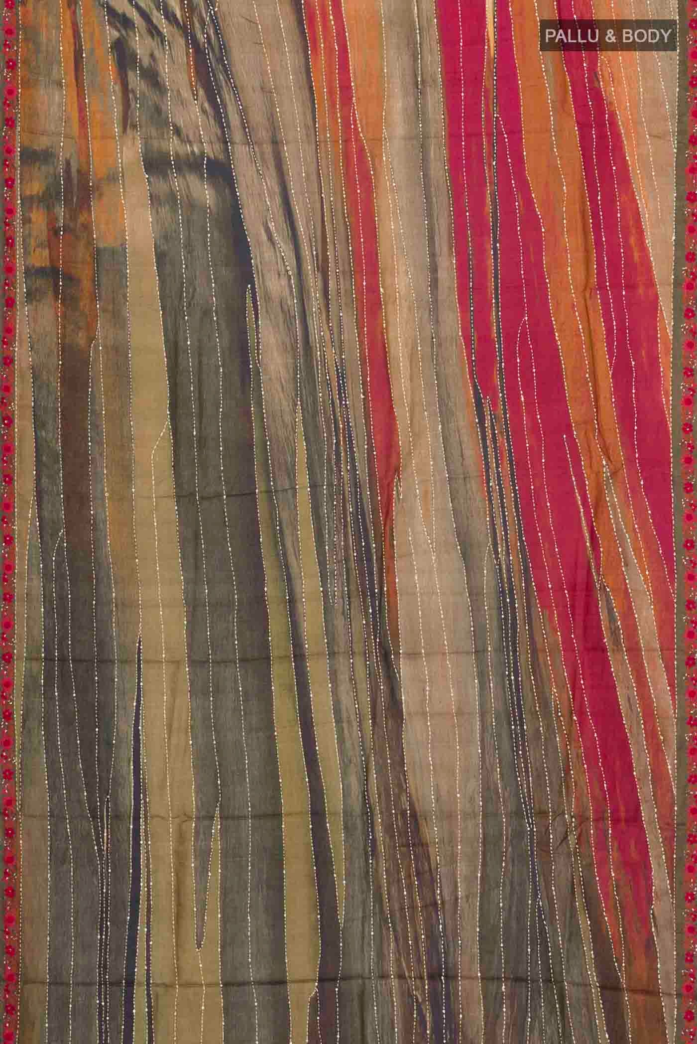 Multi Color Tussar Silk Saree - Image 6